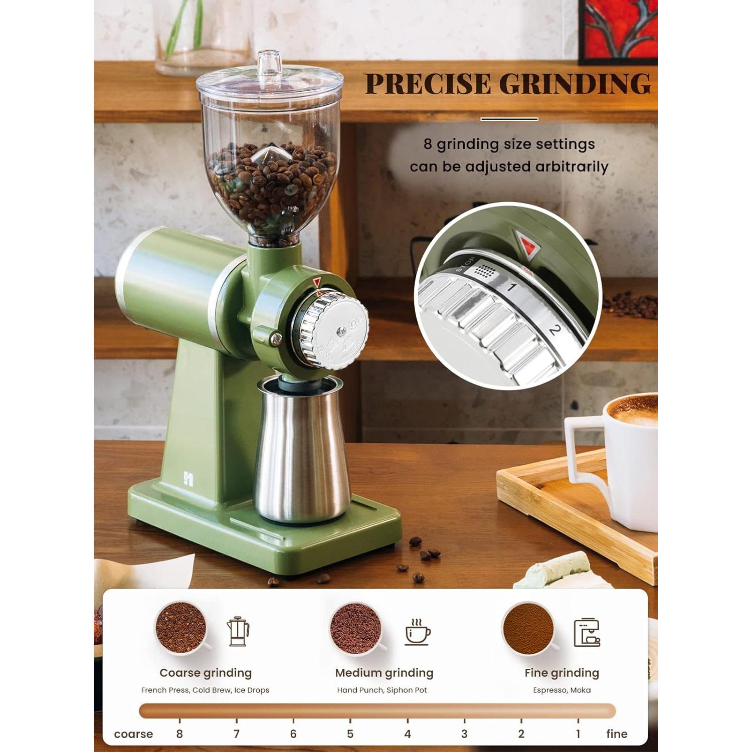 Molinillo de Café Eléctrico Huanyu 250g 200W Verde Profesional