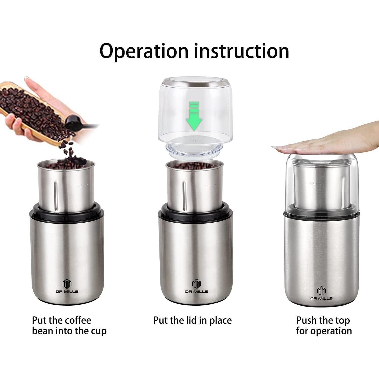 Molinillo de Café Eléctrico DR MILLS DM-7452 Acero Inoxidable 50g