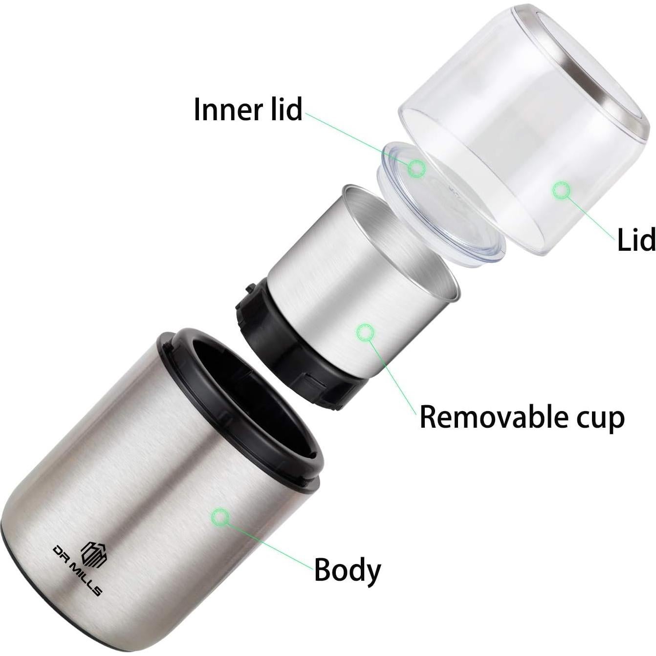 Molinillo de Café Eléctrico DR MILLS DM-7452 Acero Inoxidable 50g