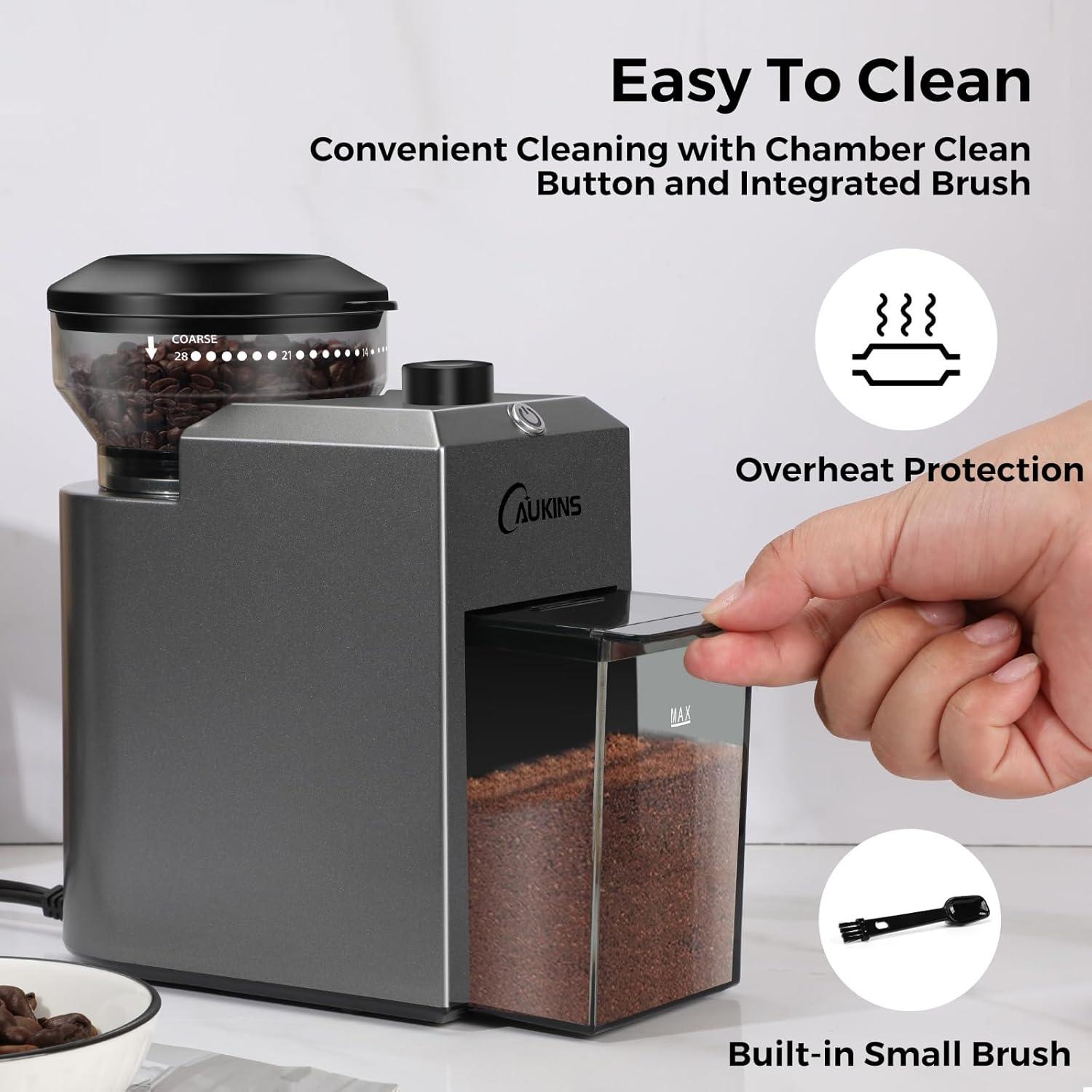 Molino de Café Eléctrico CAUKINS CBG-8001 12 Tazas 28 Ajustes