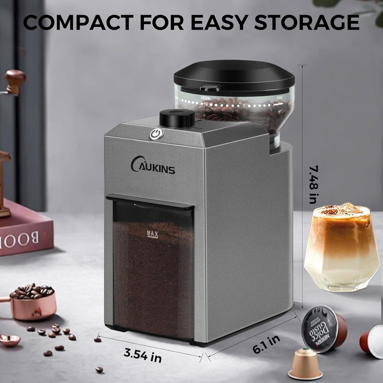 Molino de Café Eléctrico CAUKINS CBG-8001 12 Tazas 28 Ajustes