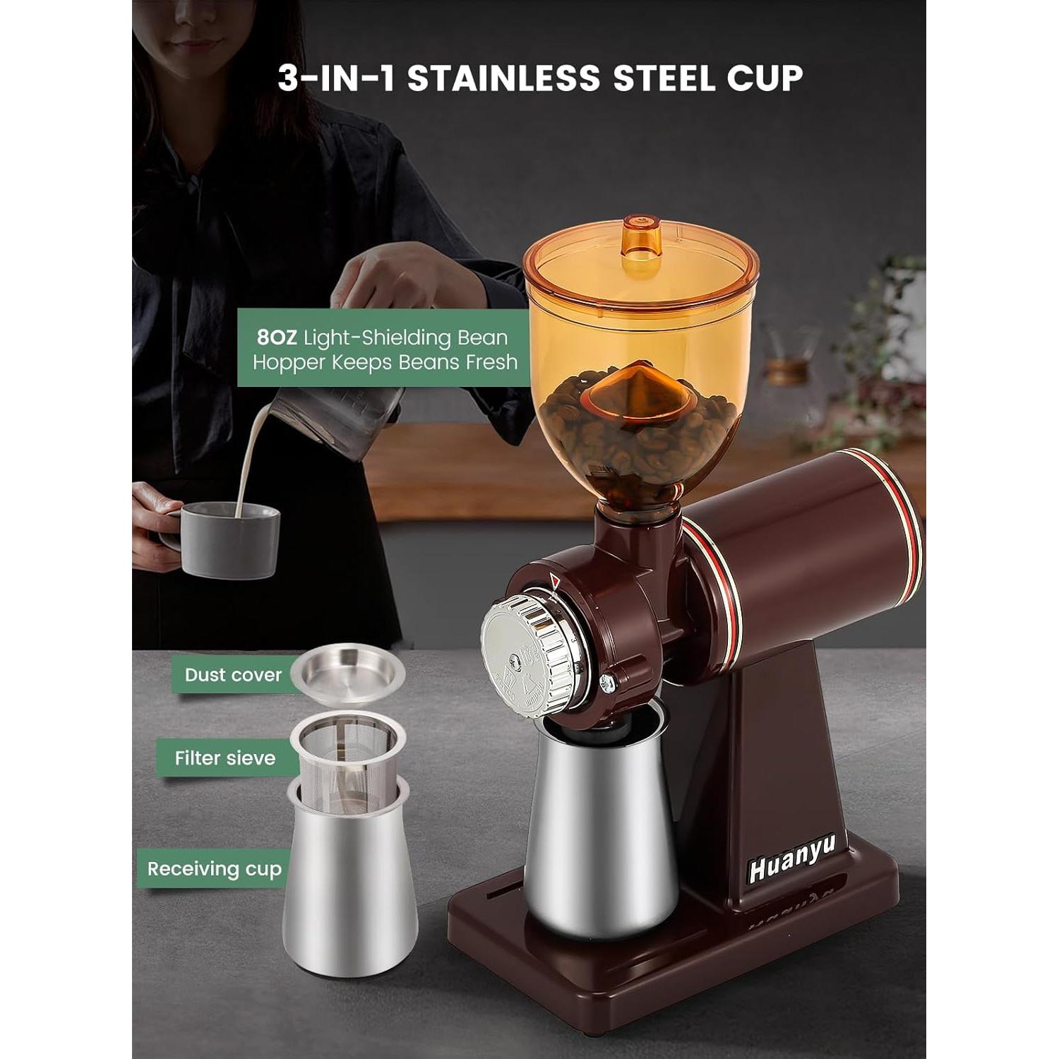 Molino de café eléctrico Huanyu 250g acero inoxidable rojo