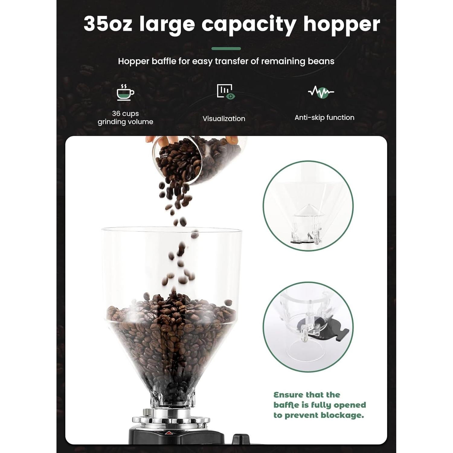 Molino de café eléctrico Huanyu 1 kg ajustable negro