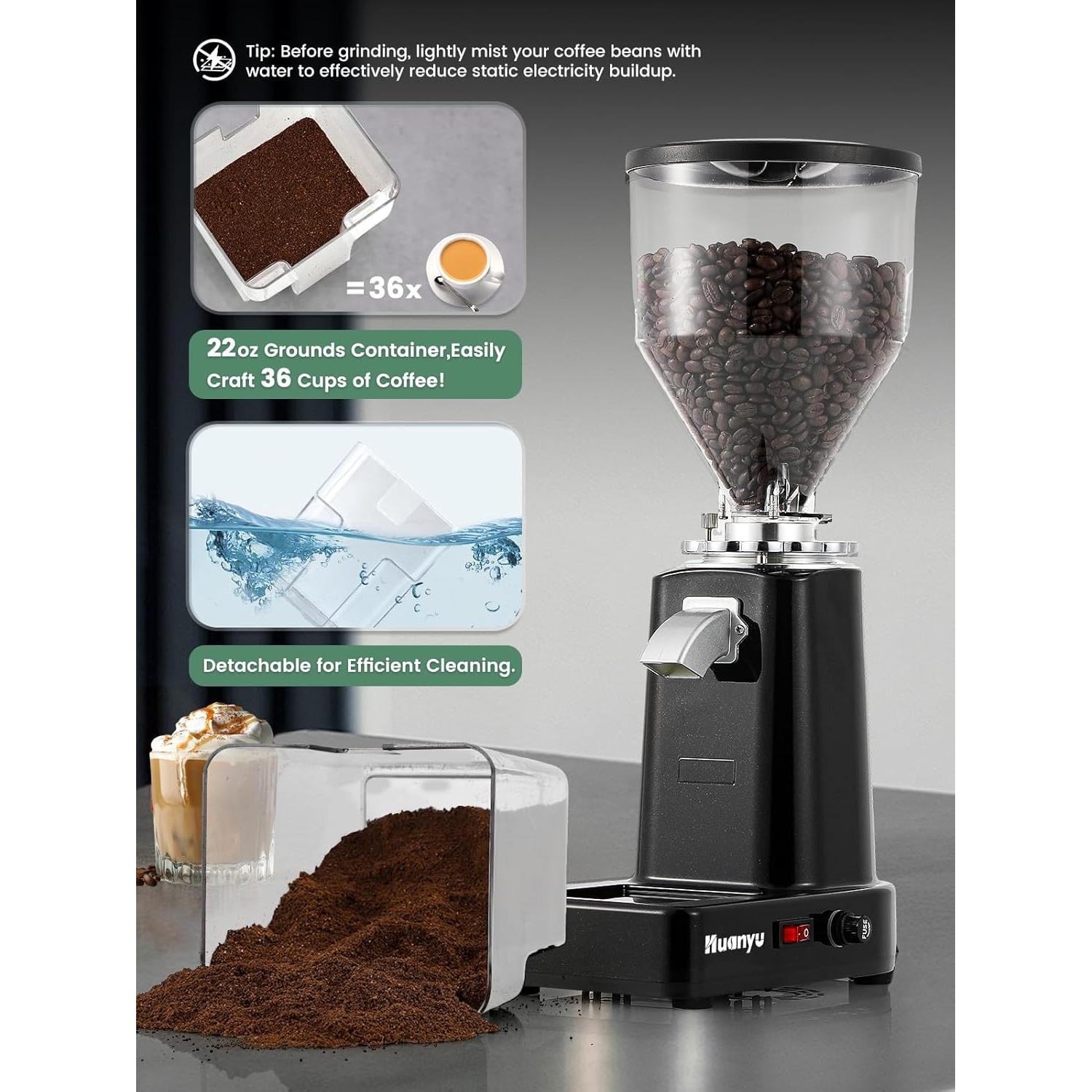 Molino de café eléctrico Huanyu 1 kg ajustable negro