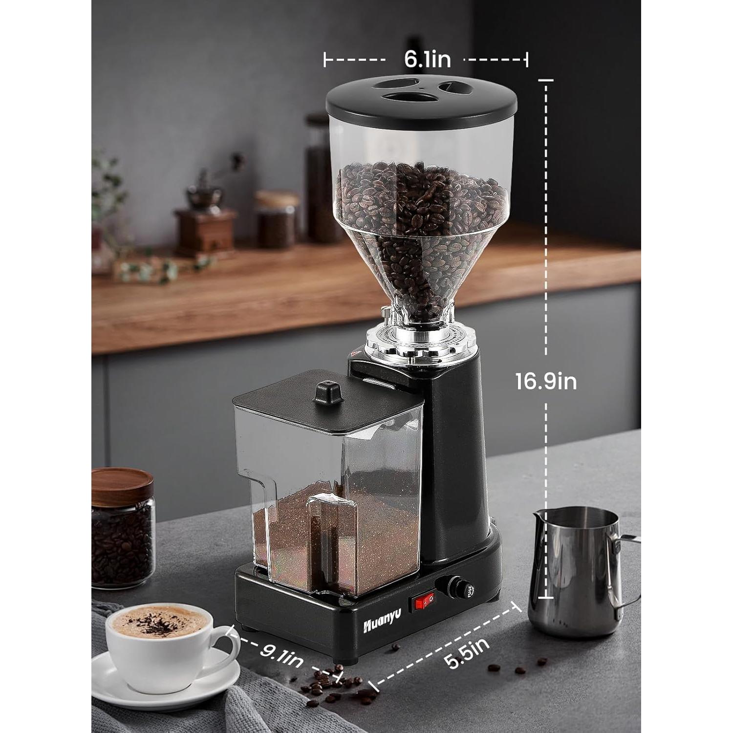 Molino de café eléctrico Huanyu 1 kg ajustable negro