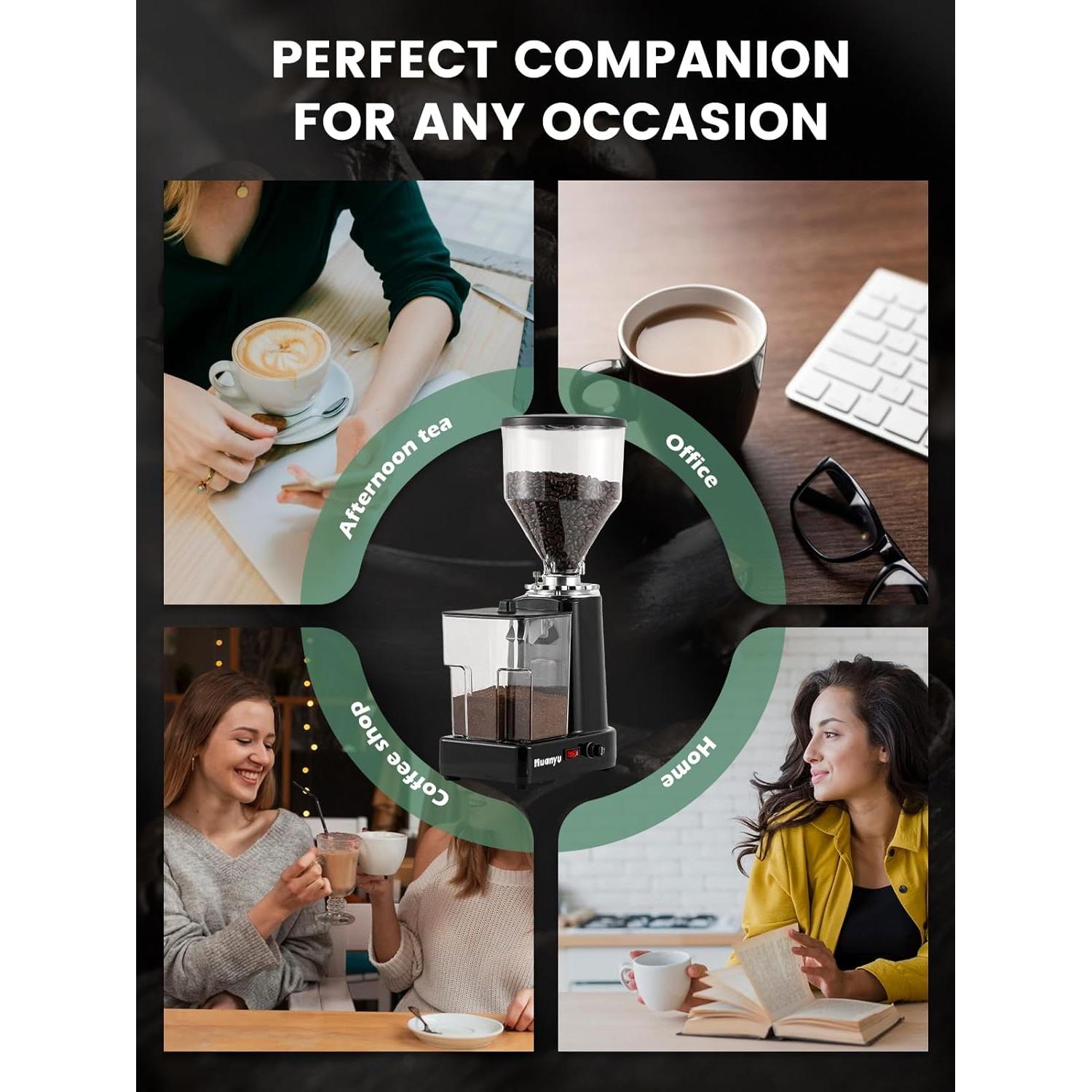 Molino de café eléctrico Huanyu 1 kg ajustable negro