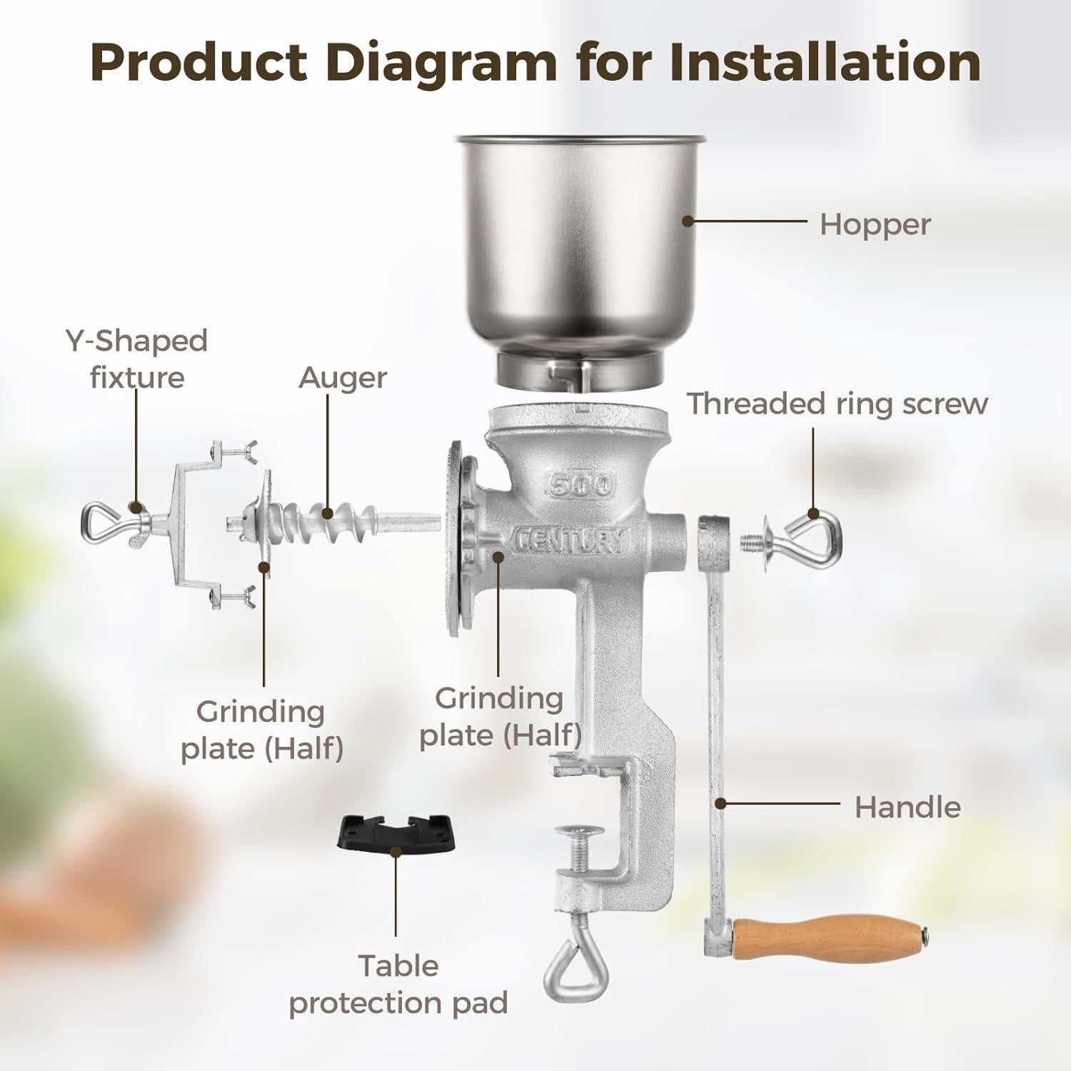 Molino de Grano Manual TIMCORR de Hierro Fundido 3.5 kg