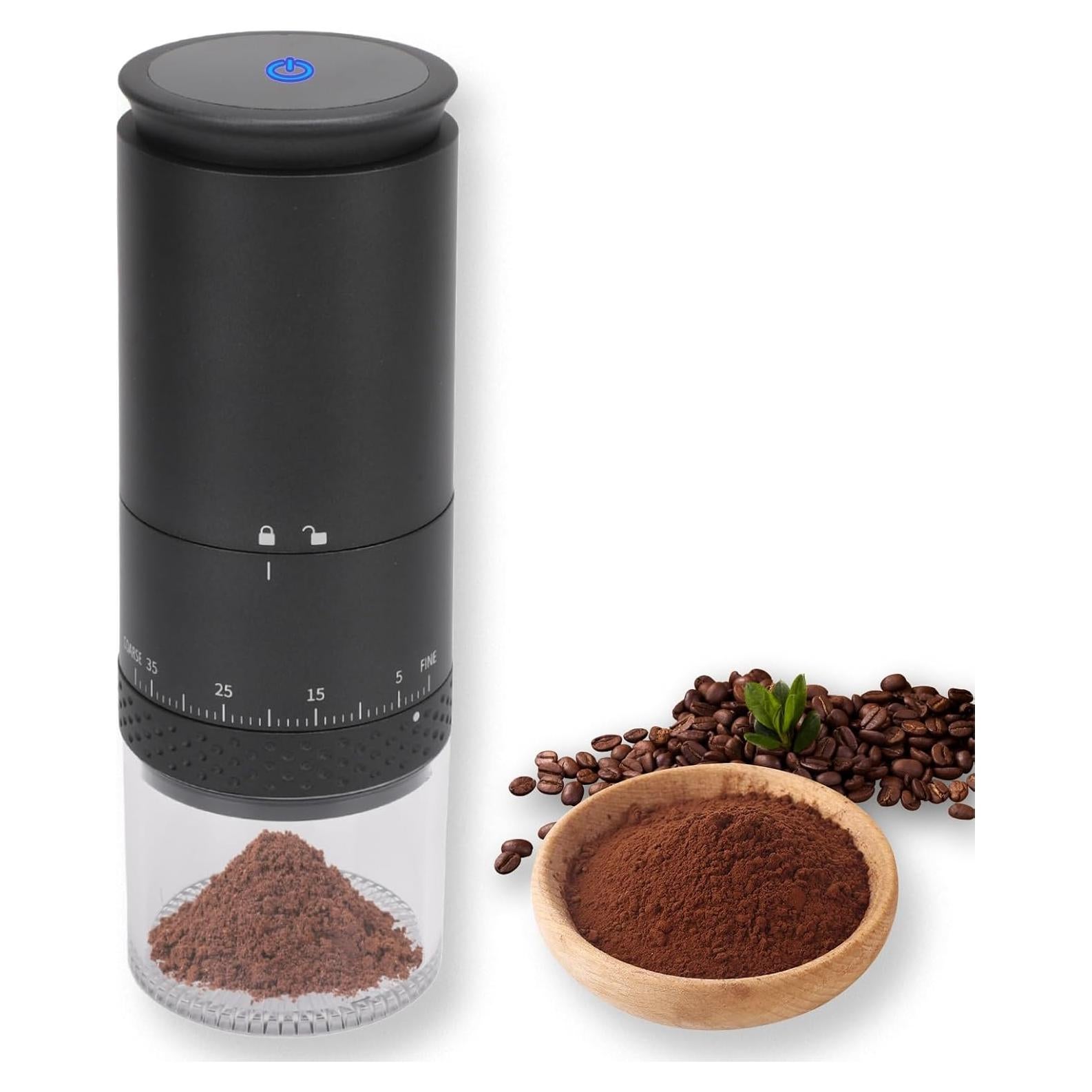 Molino de café portátil VINGVO eléctrico 38 configuraciones USB