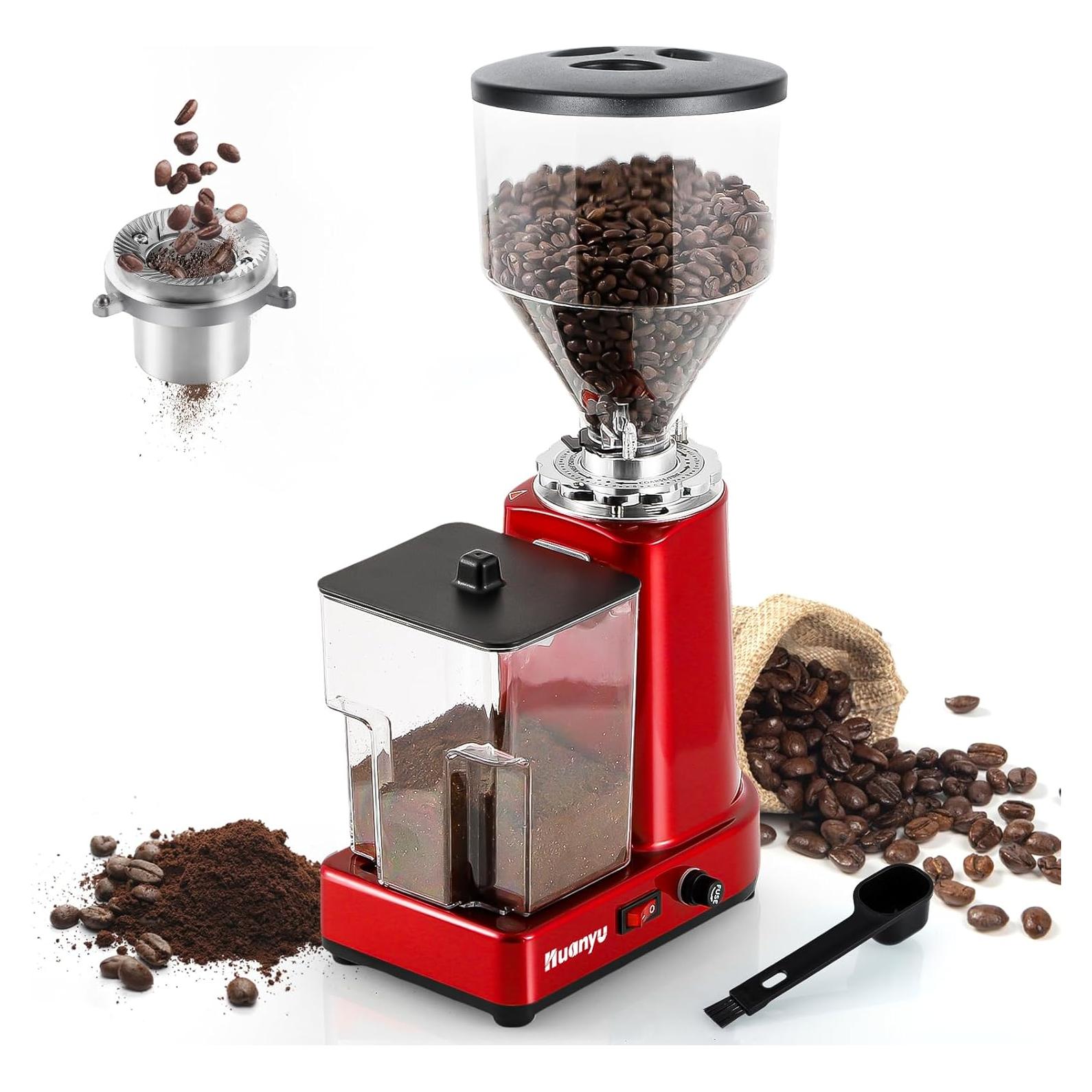 Molino de café eléctrico Huanyu 35 oz rojo, 19 configuraciones