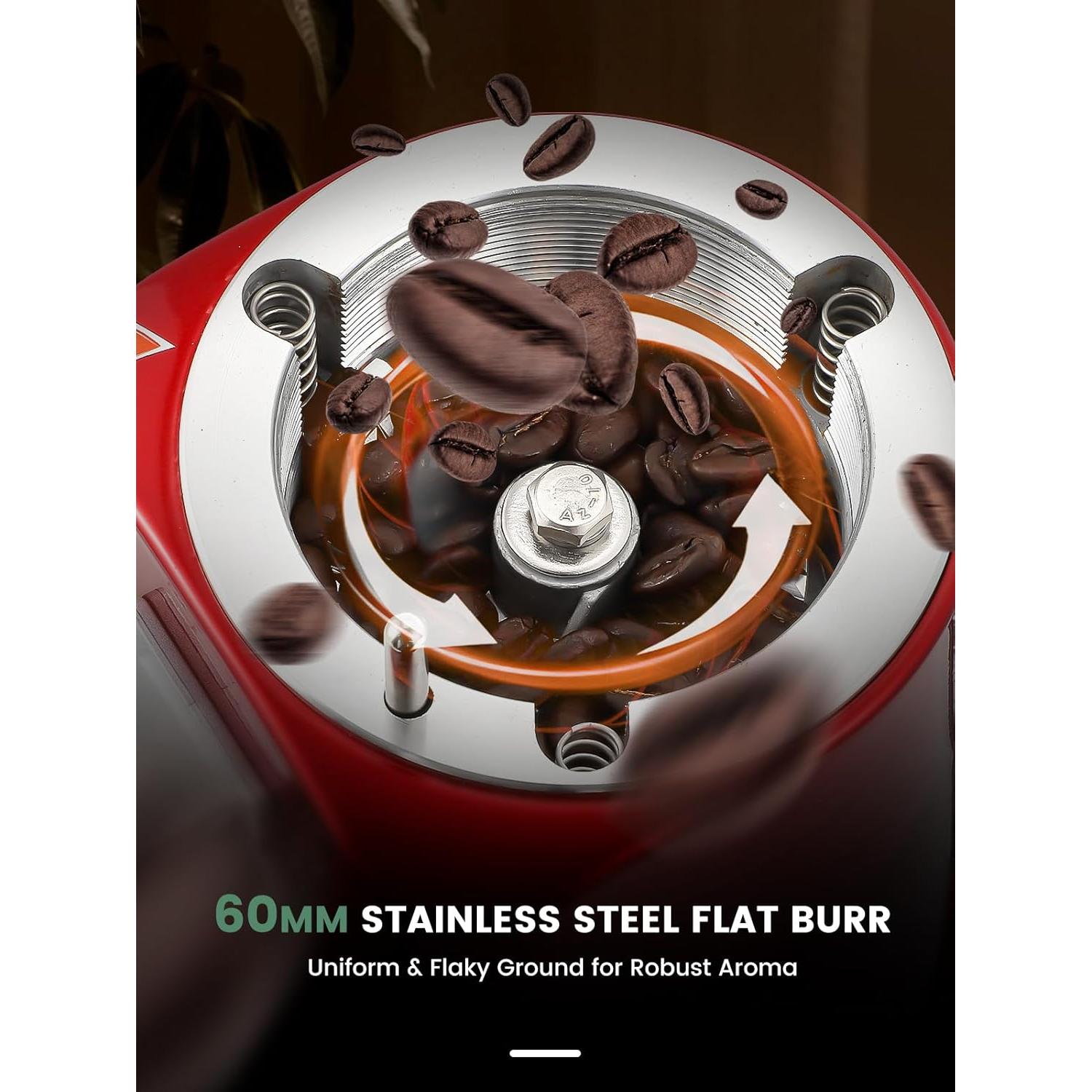 Molino de café eléctrico Huanyu 35 oz rojo, 19 configuraciones