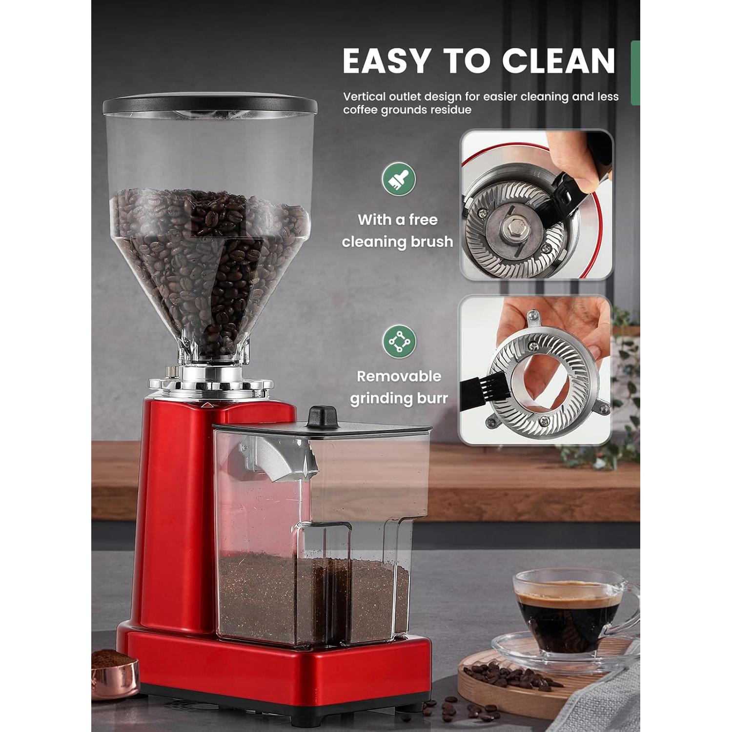 Molino de café eléctrico Huanyu 35 oz rojo, 19 configuraciones