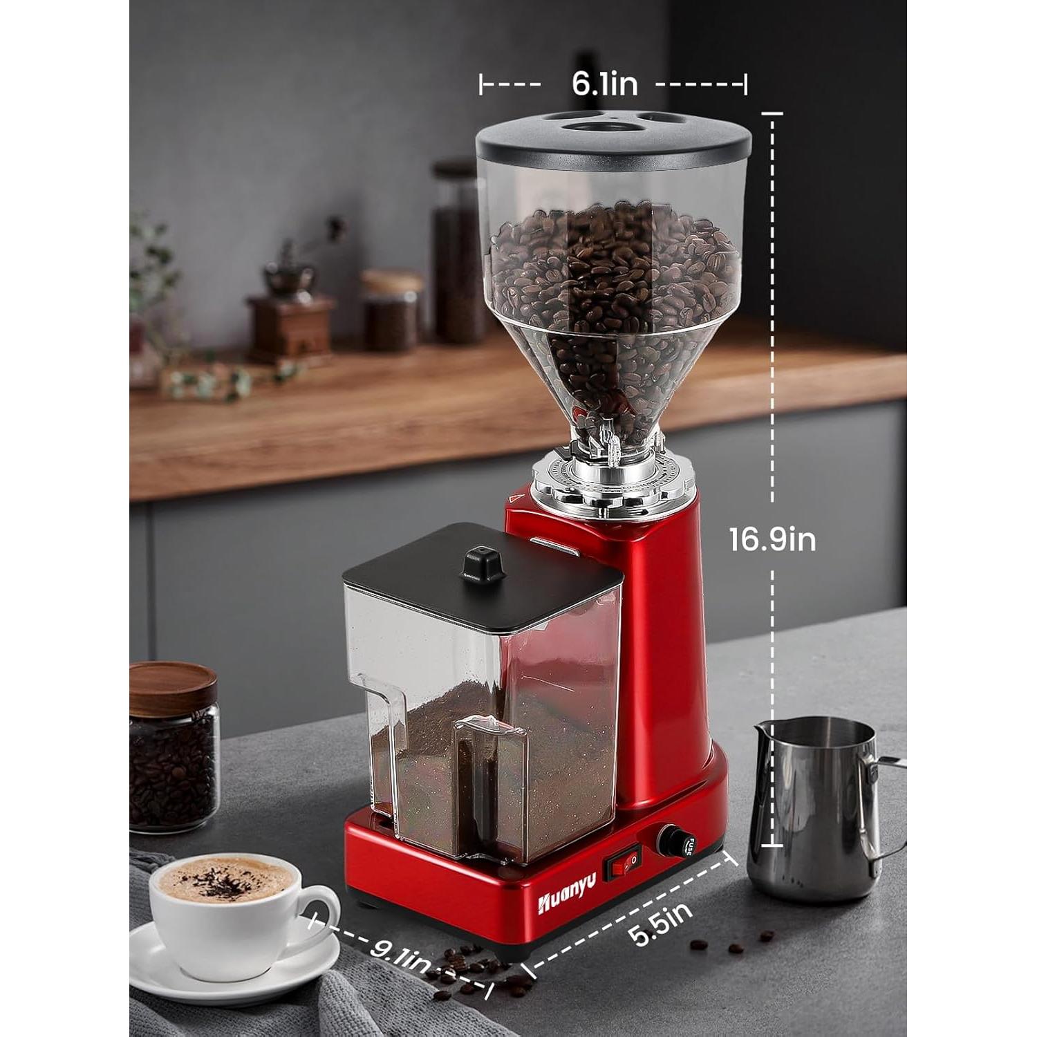 Molino de café eléctrico Huanyu 35 oz rojo, 19 configuraciones