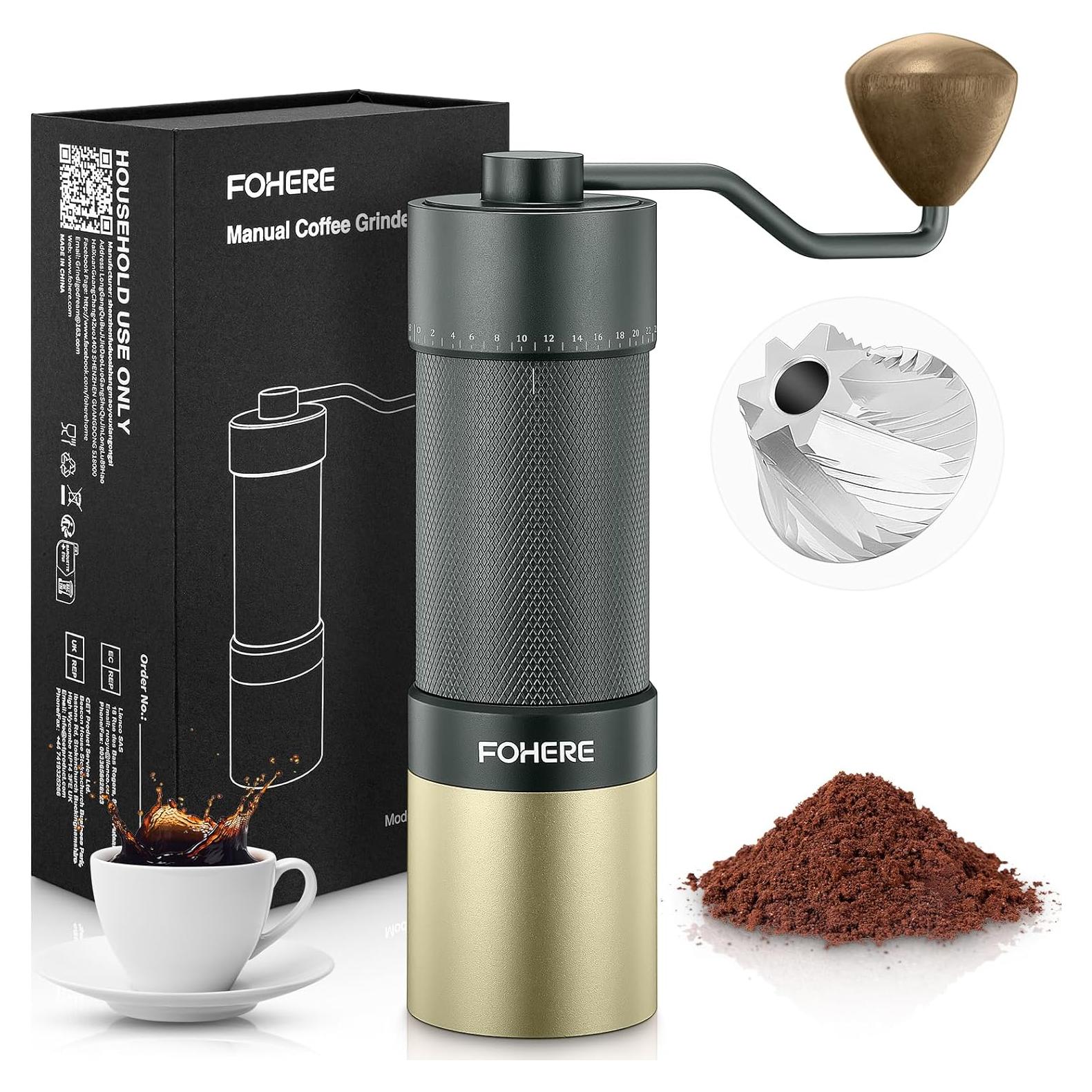 Moledor de Café Manual FOHERE 30g Acero Inoxidable Ajustable