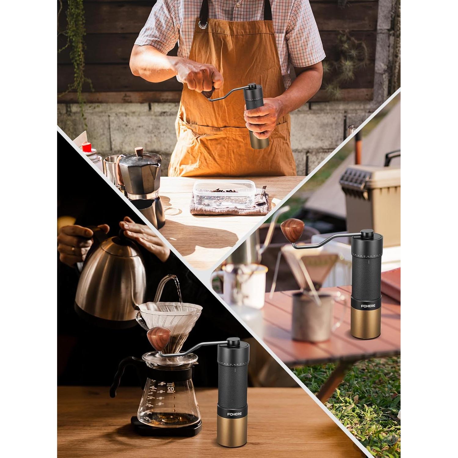 Moledor de Café Manual FOHERE 30g Acero Inoxidable Ajustable