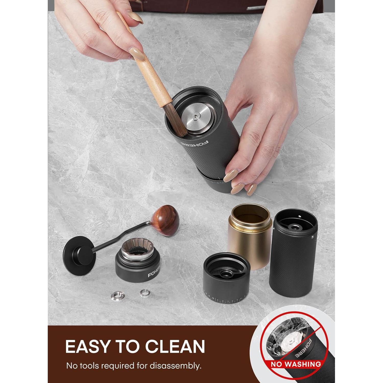 Moledor de Café Manual FOHERE 30g Acero Inoxidable Ajustable