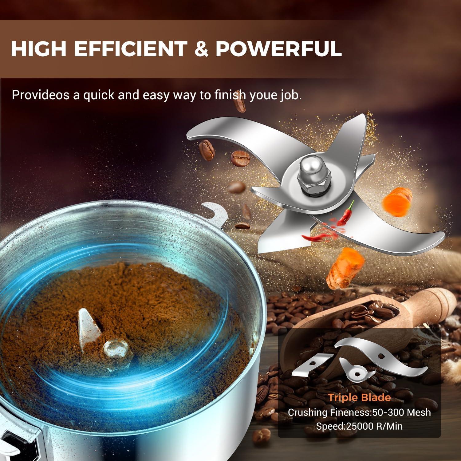 Molino de Granos Eléctrico LEEVOT 300g 1200W Acero Inoxidable