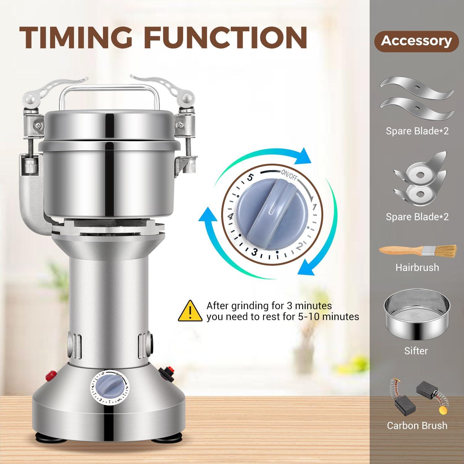 Molino de Granos Eléctrico LEEVOT 300g 1200W Acero Inoxidable