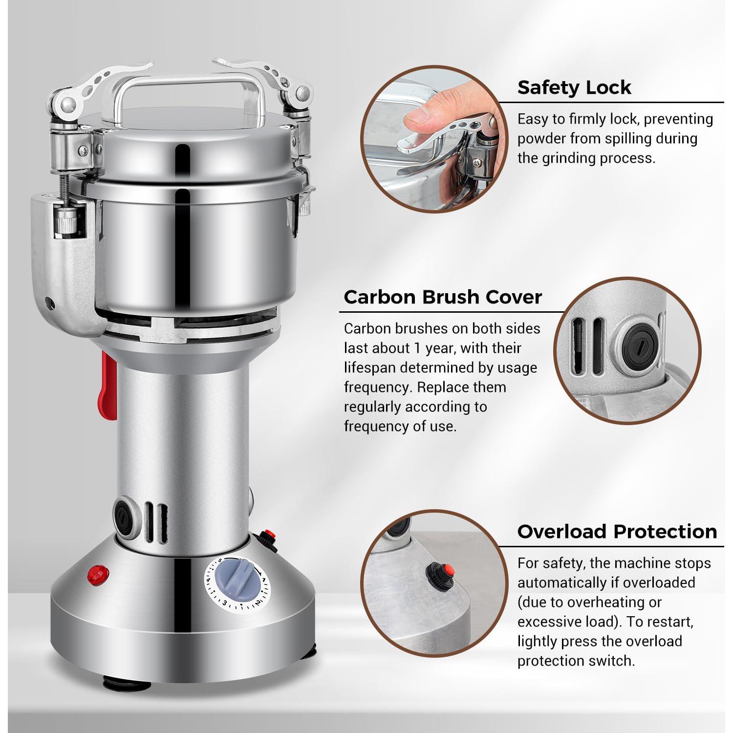 Molino de Granos Eléctrico LEEVOT 300g 1200W Acero Inoxidable