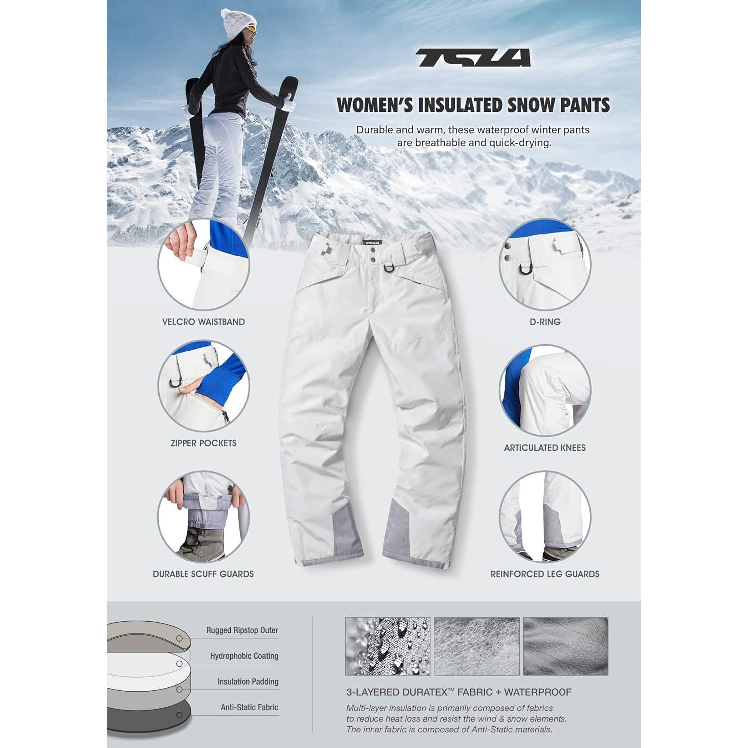 Pantalones de Nieve TSLA para Mujeres X-Large Impermeables