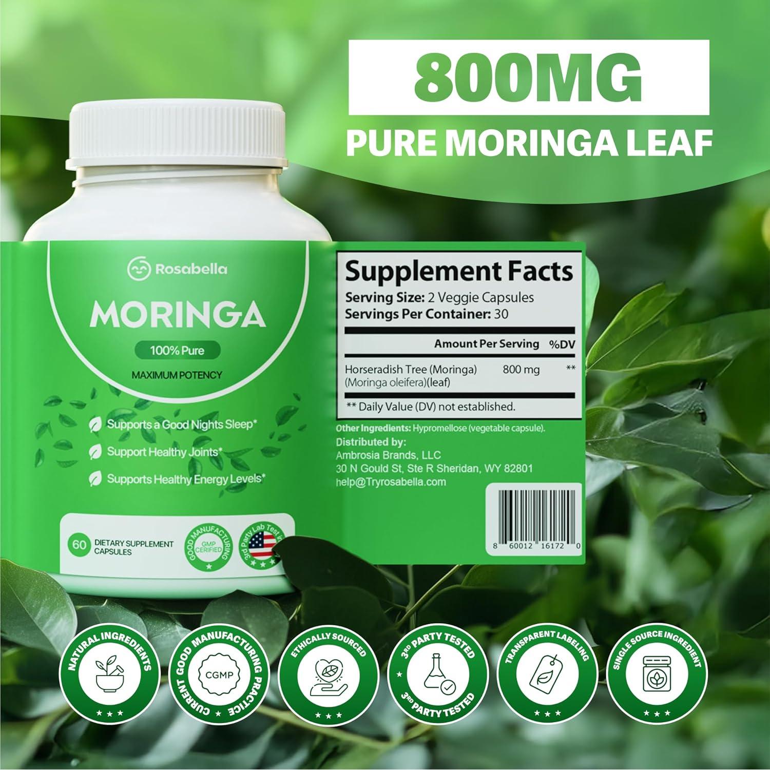 Cápsulas de Moringa Rosabella 60 Unidades - Superalimento Natural