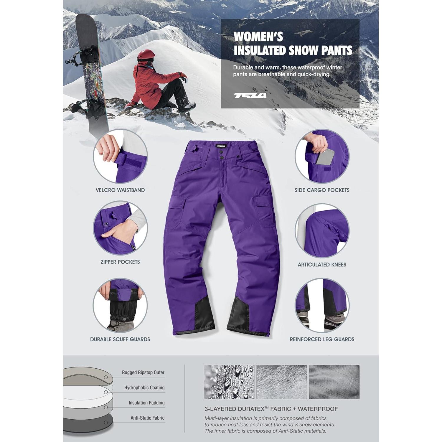 Pantalones de Nieve TSLA para Mujeres Aislados Impermeables