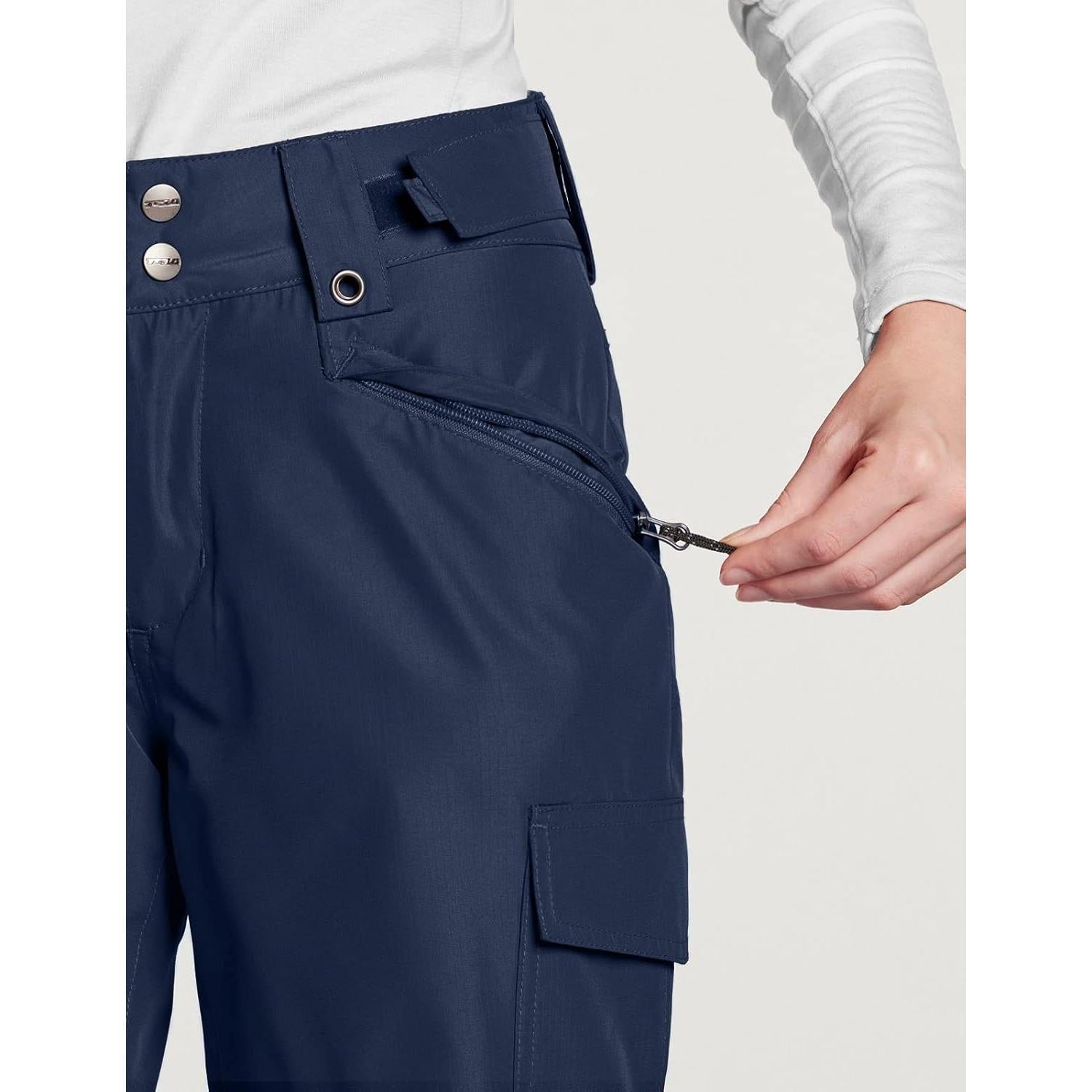 Pantalones de Nieve TSLA para Mujeres X-Large Azul Marino