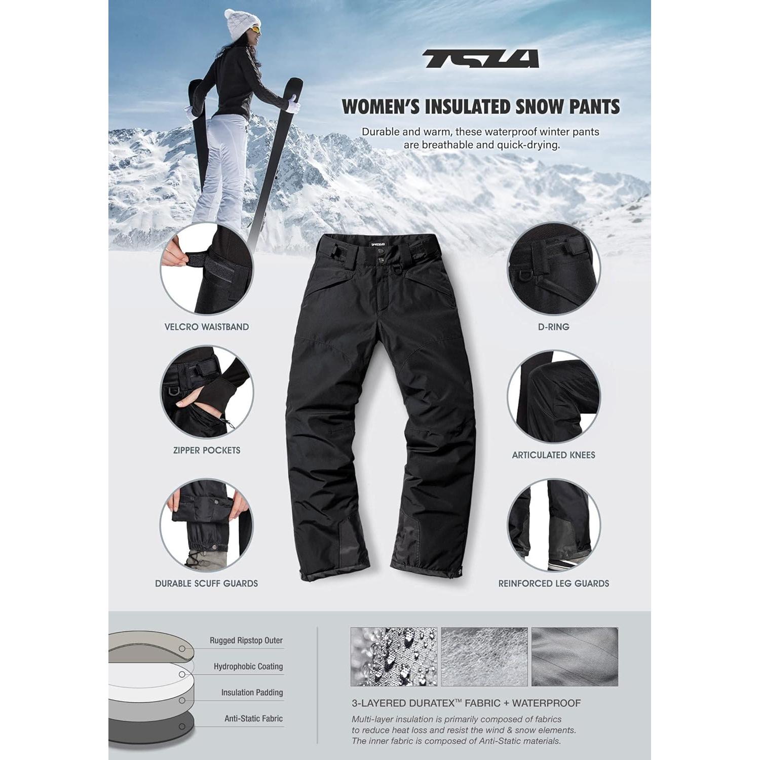 Pantalones de Nieve TSLA para Mujeres X-Large Negros
