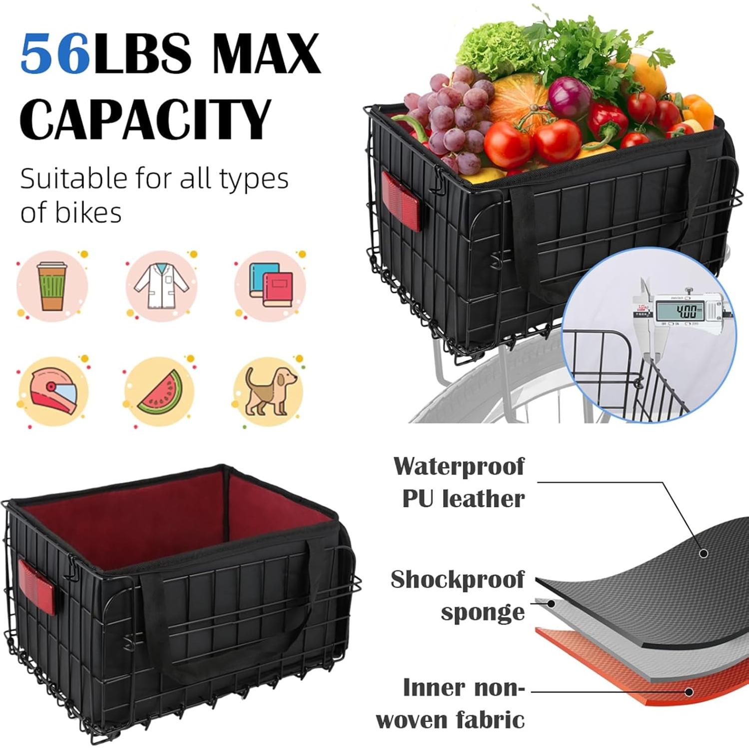 Cesta de Bicicleta Trasera Plegable Lunies con Bolsa Impermeable