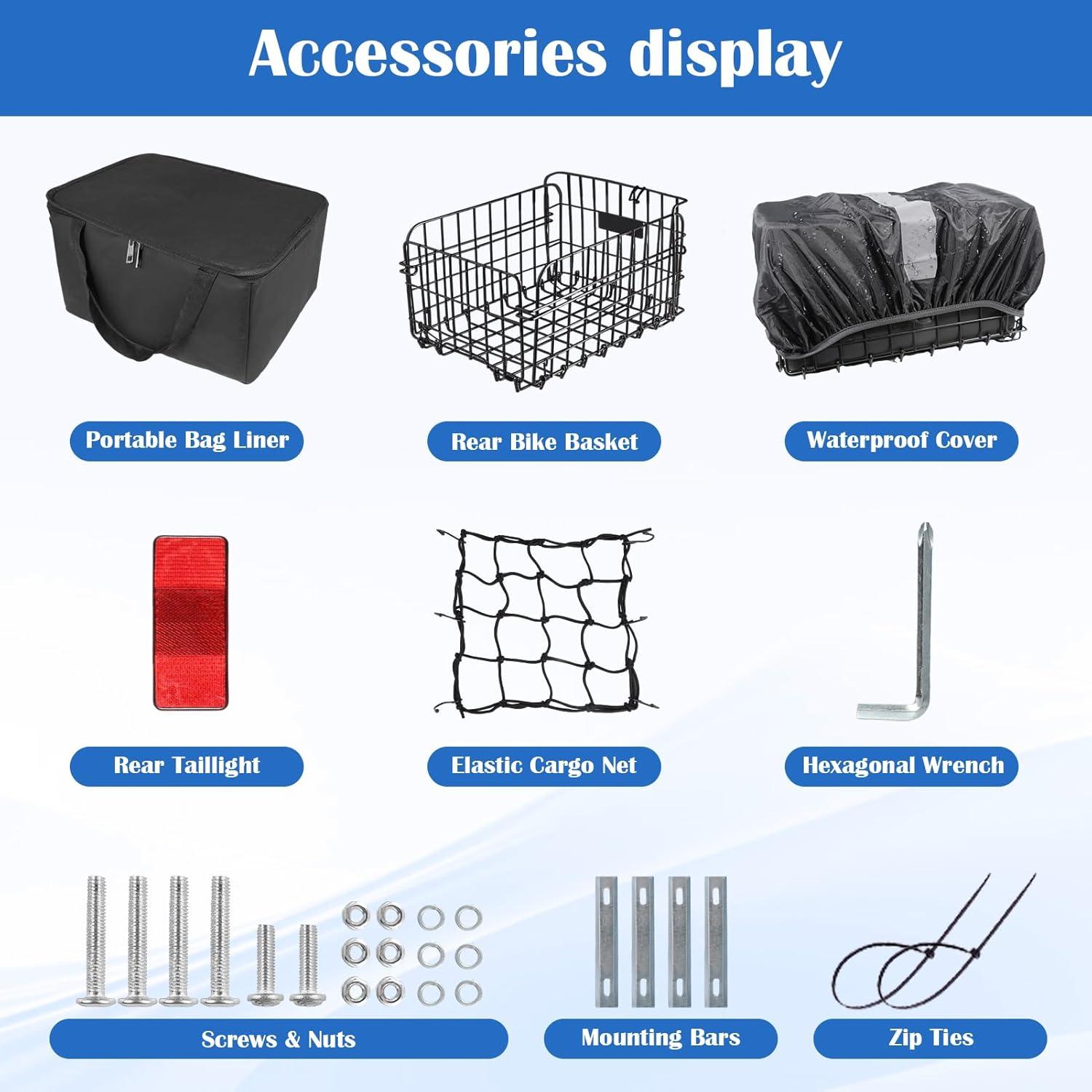 Cesta de Bicicleta Trasera Plegable Lunies con Bolsa Impermeable