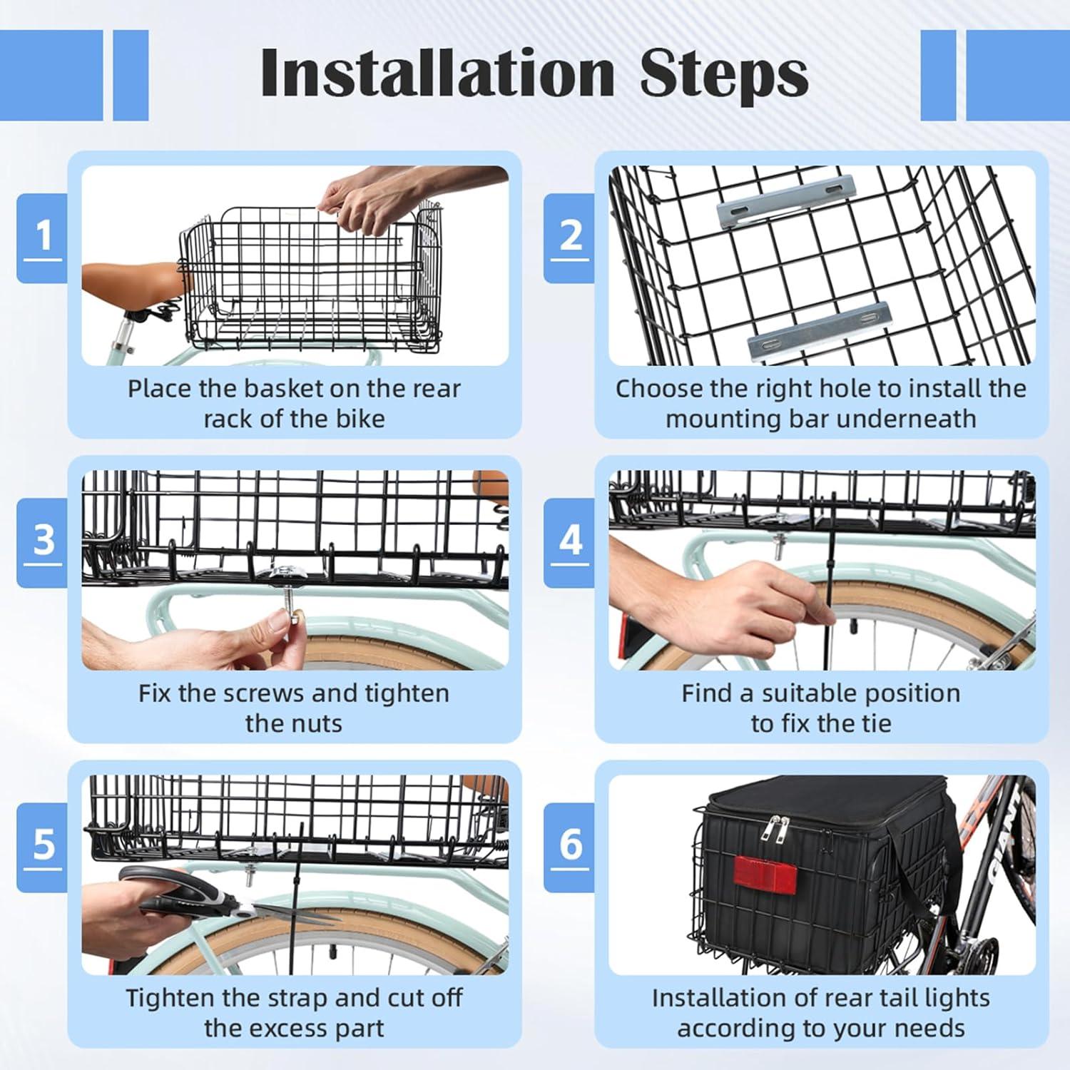 Cesta de Bicicleta Trasera Plegable Lunies con Bolsa Impermeable