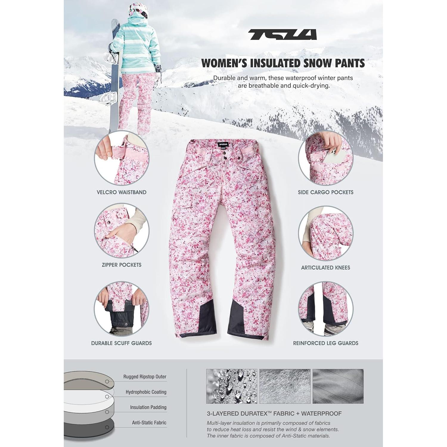 Pantalones de Nieve TSLA para Mujeres Aislados Impermeables