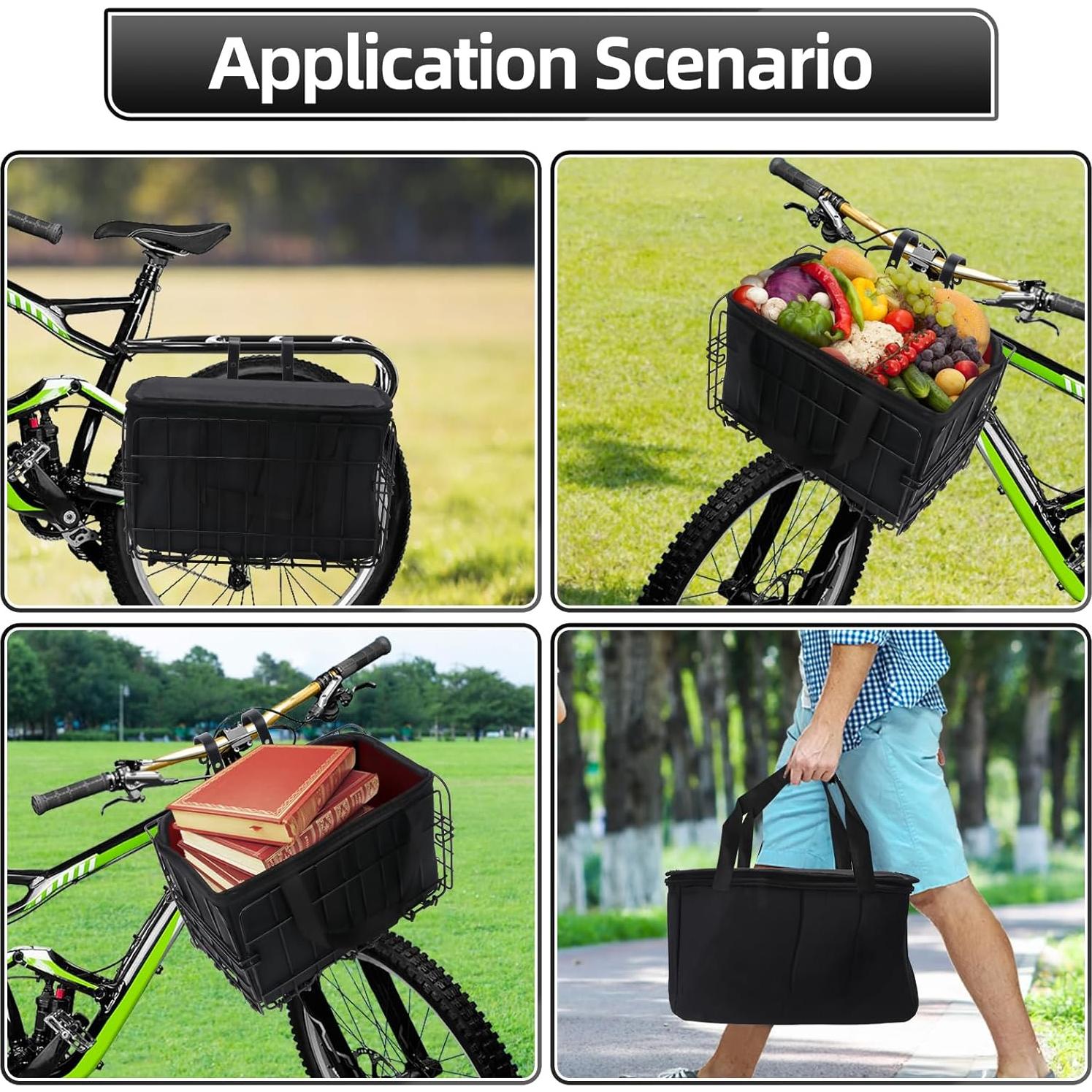 Cesta de Bicicleta QUMMFA Plegable con Bolsa Impermeable 33x20cm