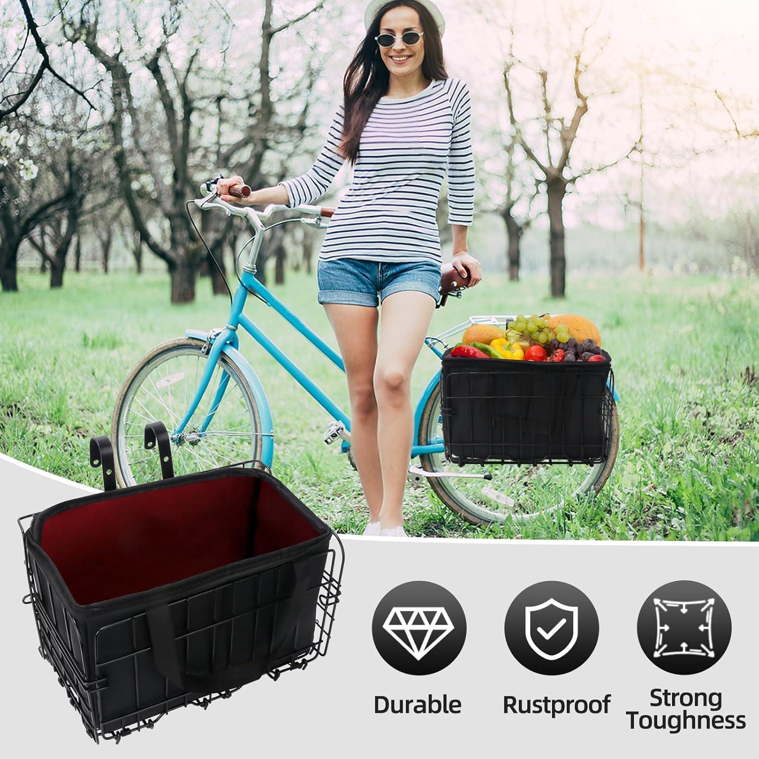 Cesta de Bicicleta QUMMFA Plegable con Bolsa Impermeable 33x20cm