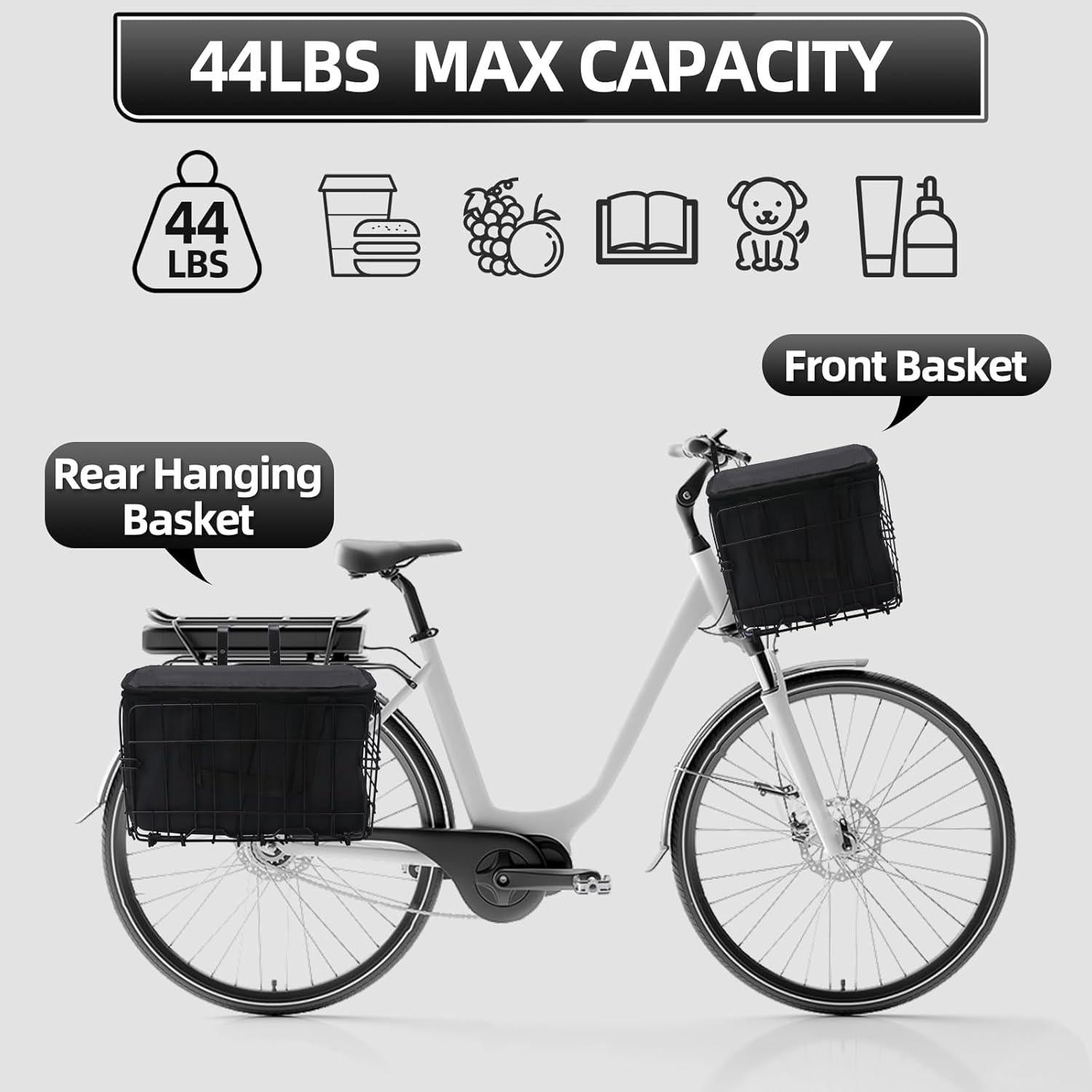 Cesta de Bicicleta QUMMFA Plegable con Bolsa Impermeable 33x20cm