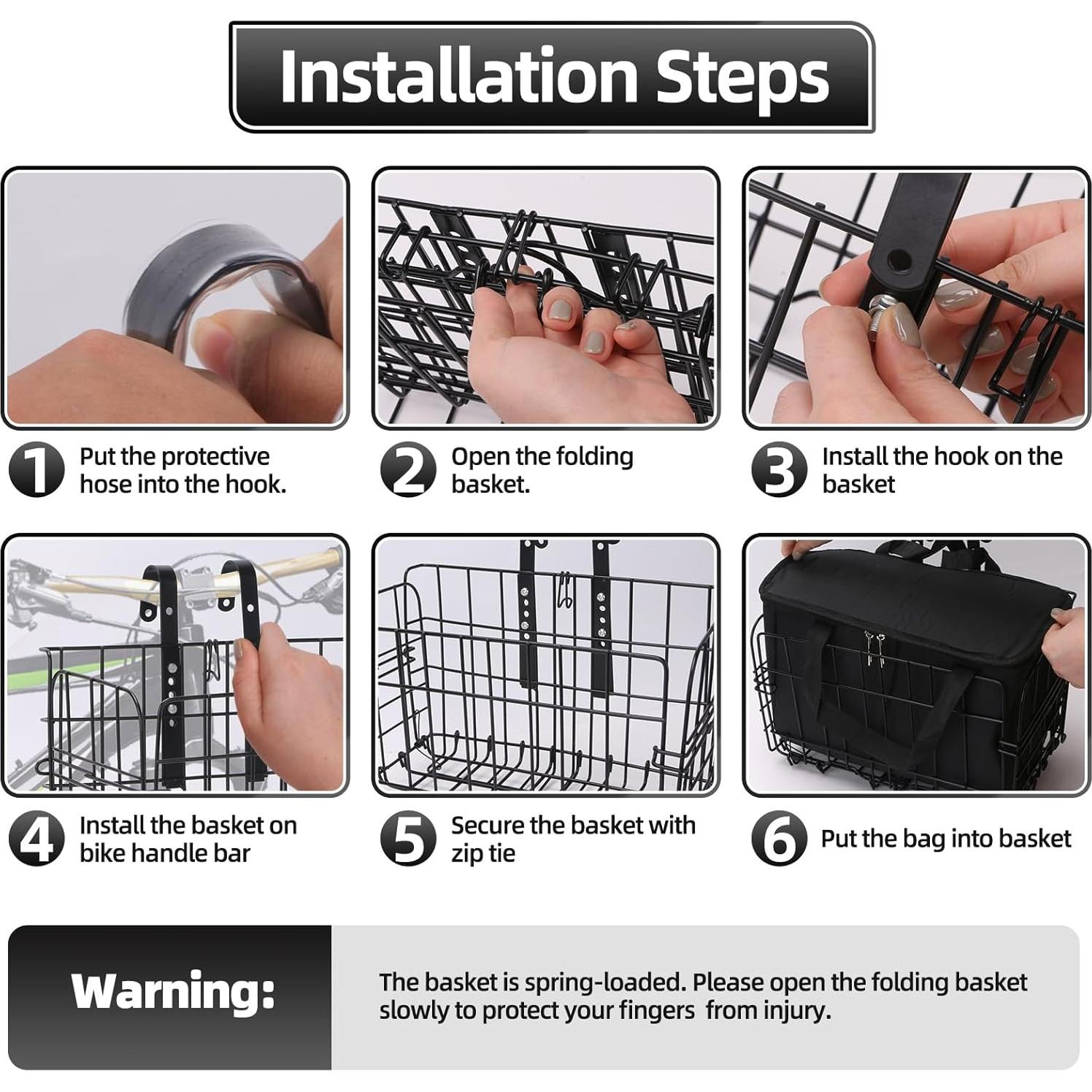 Cesta de Bicicleta QUMMFA Plegable con Bolsa Impermeable 33x20cm