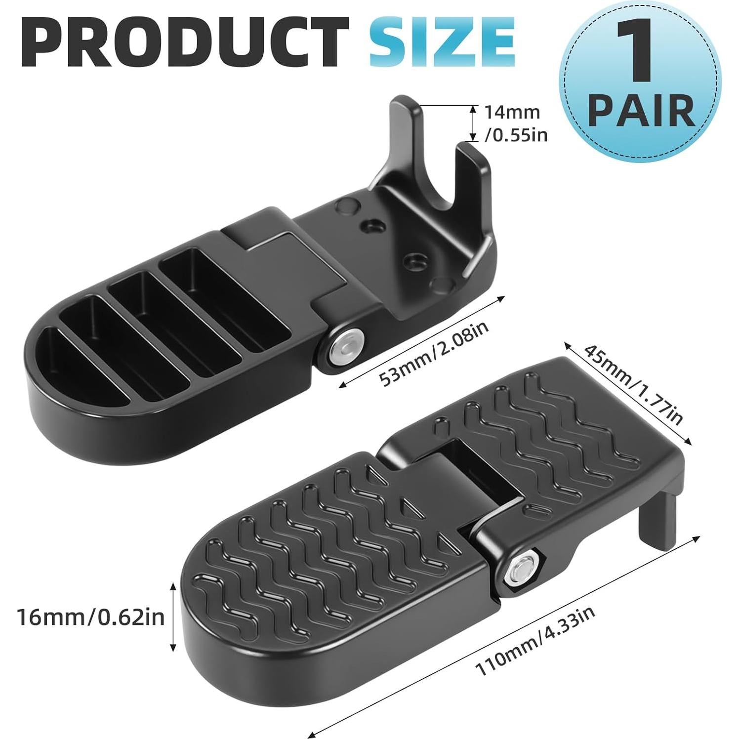 Pedales Traseros Plegables Shwsed para Bicicleta 15mm Antideslizantes