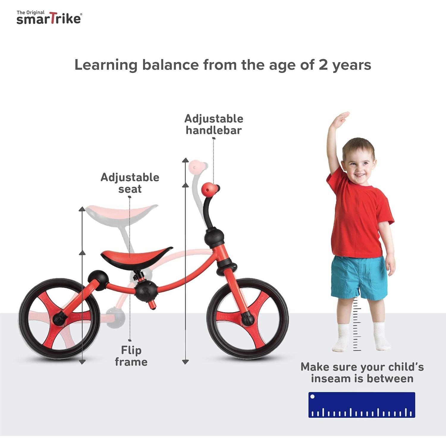 Bicicleta de Equilibrio smarTrike 2 en 1 Roja para Niños