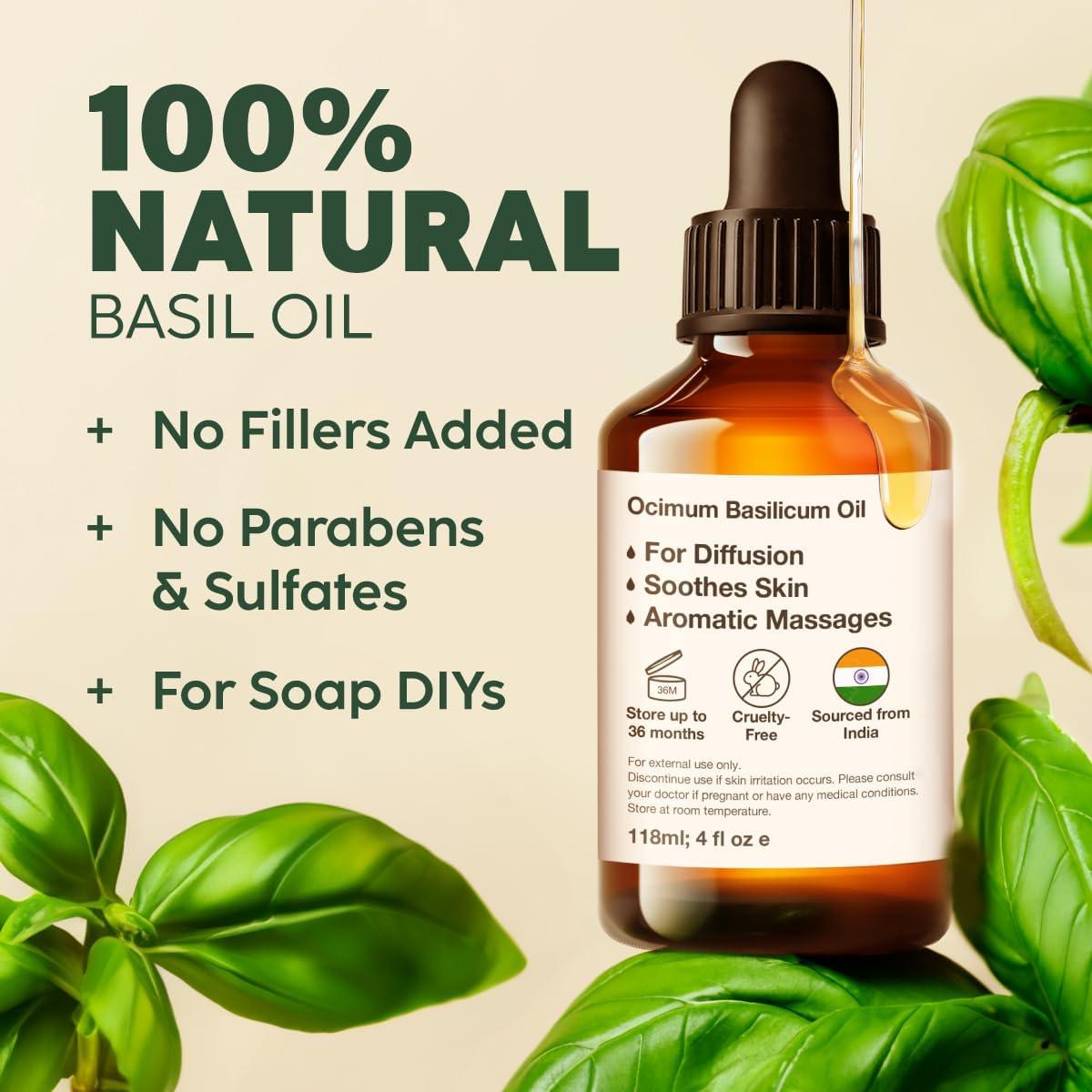 Aceite Esencial de Albahaca Kukka 118 ml - Natural para Piel y Aromaterapia