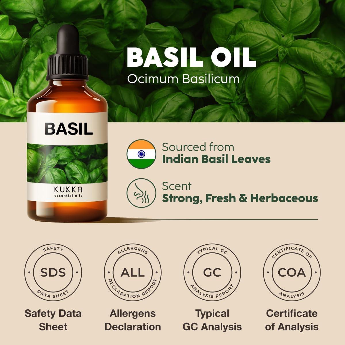 Aceite Esencial de Albahaca Kukka 118 ml - Natural para Piel y Aromaterapia