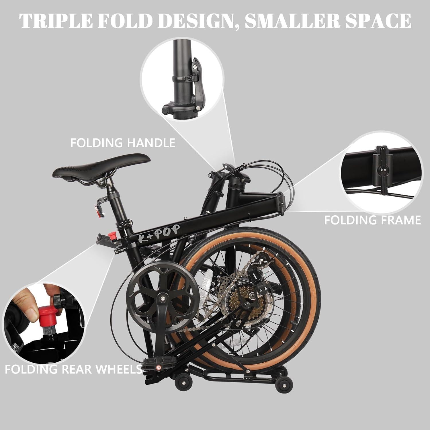 Bicicleta Plegable BGGFNZ 16" 7 Velocidades Frenos de Disco