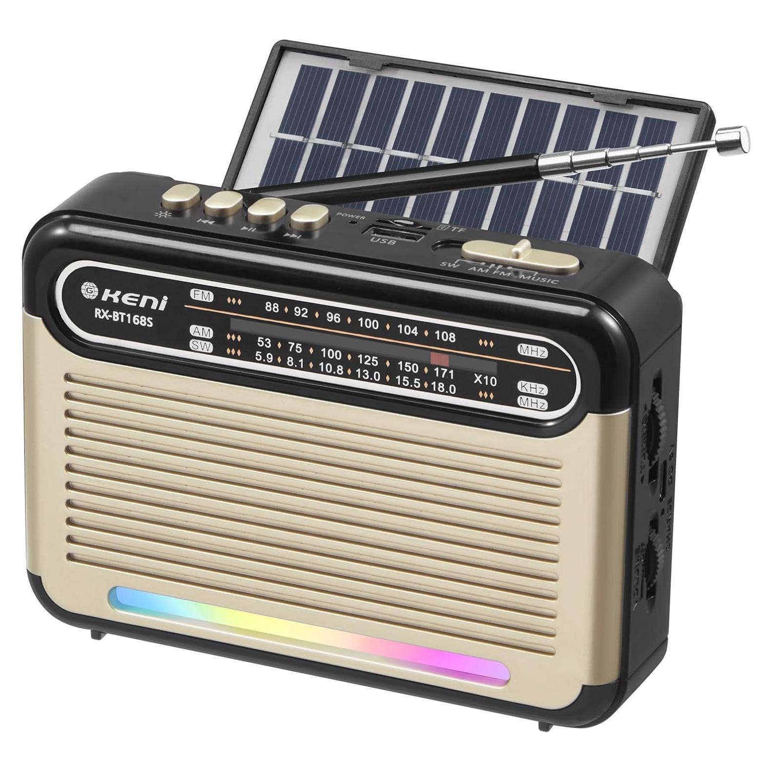 Radio Solar Portátil G Keni AM FM SW Bluetooth 1200mAh