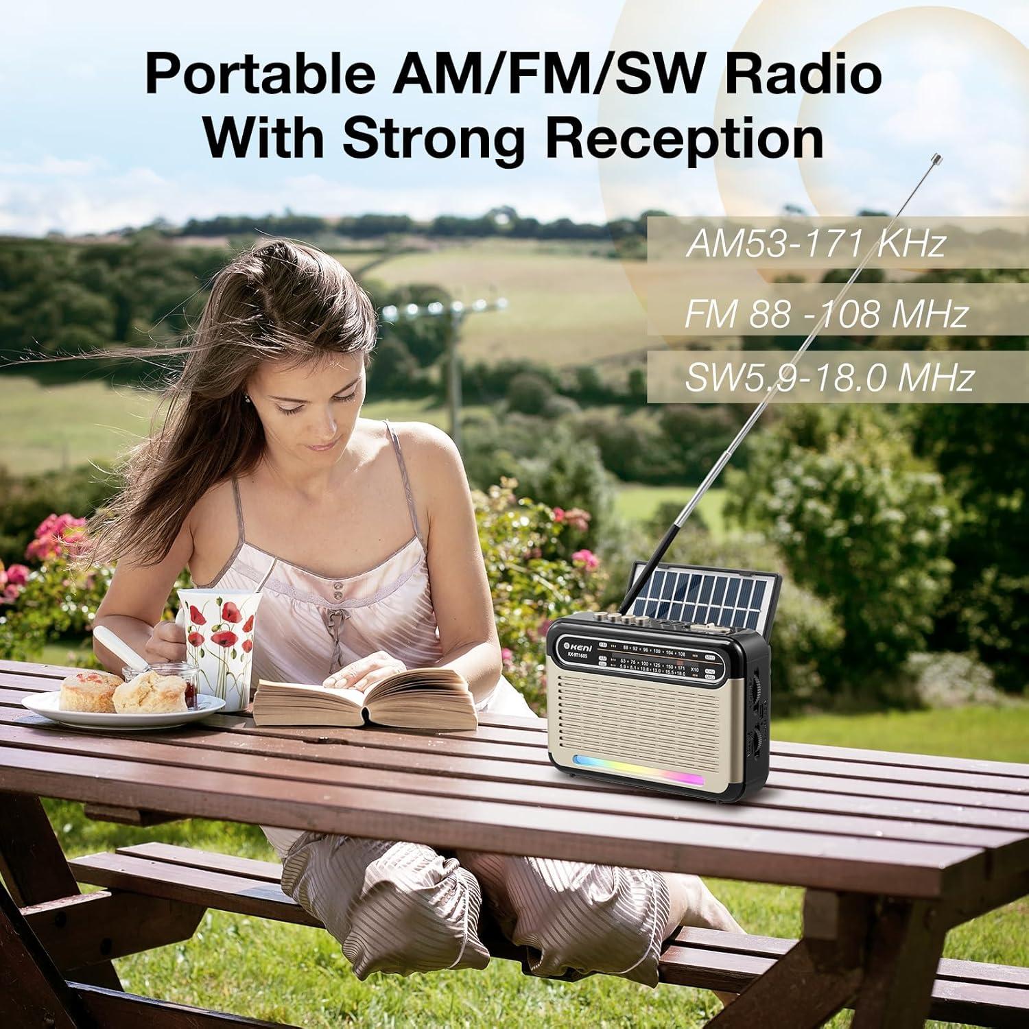 Radio Solar Portátil G Keni AM FM SW Bluetooth 1200mAh