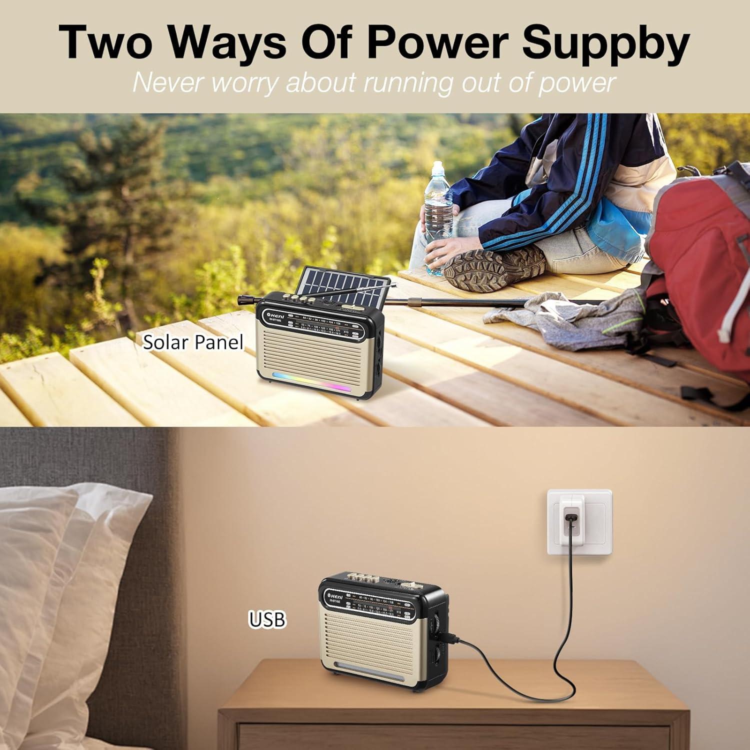 Radio Solar Portátil G Keni AM FM SW Bluetooth 1200mAh