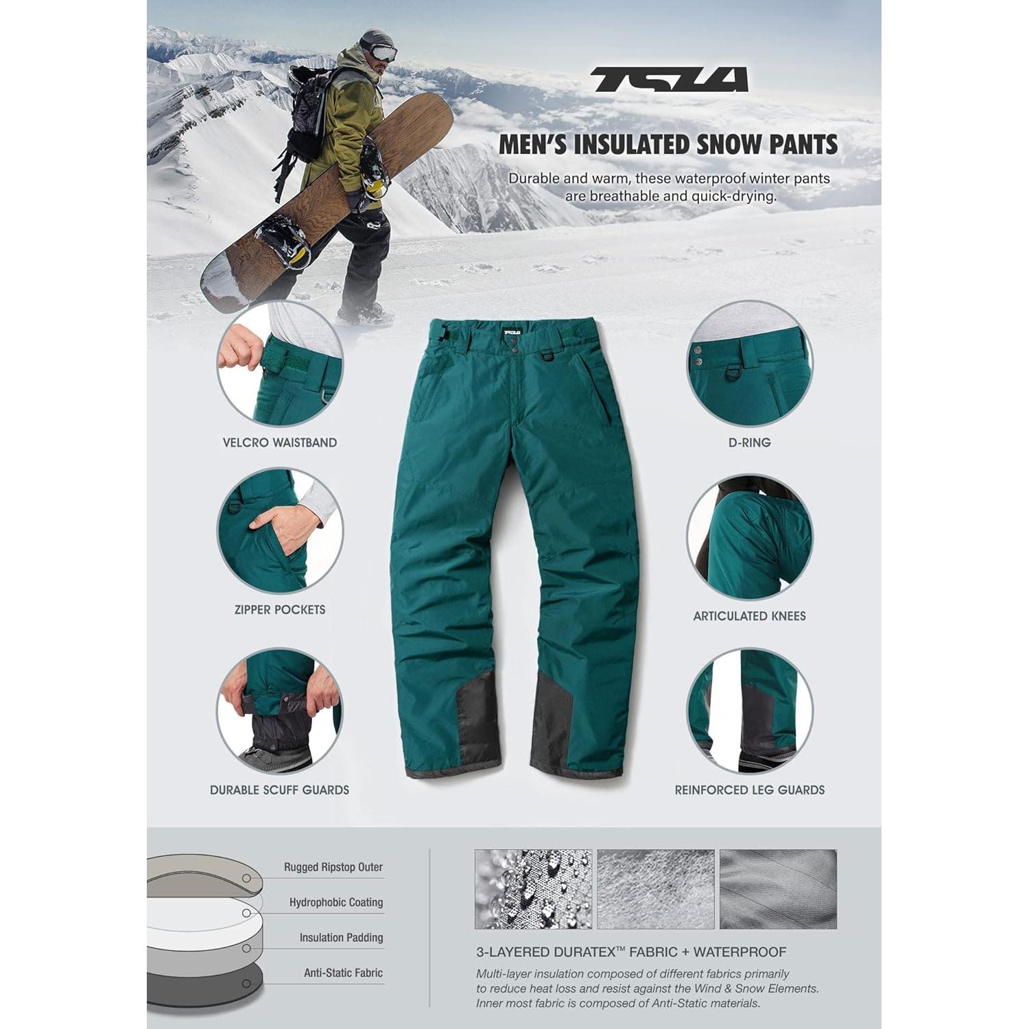 Pantalones de Nieve TSLA para Hombre X-Large Impermeables