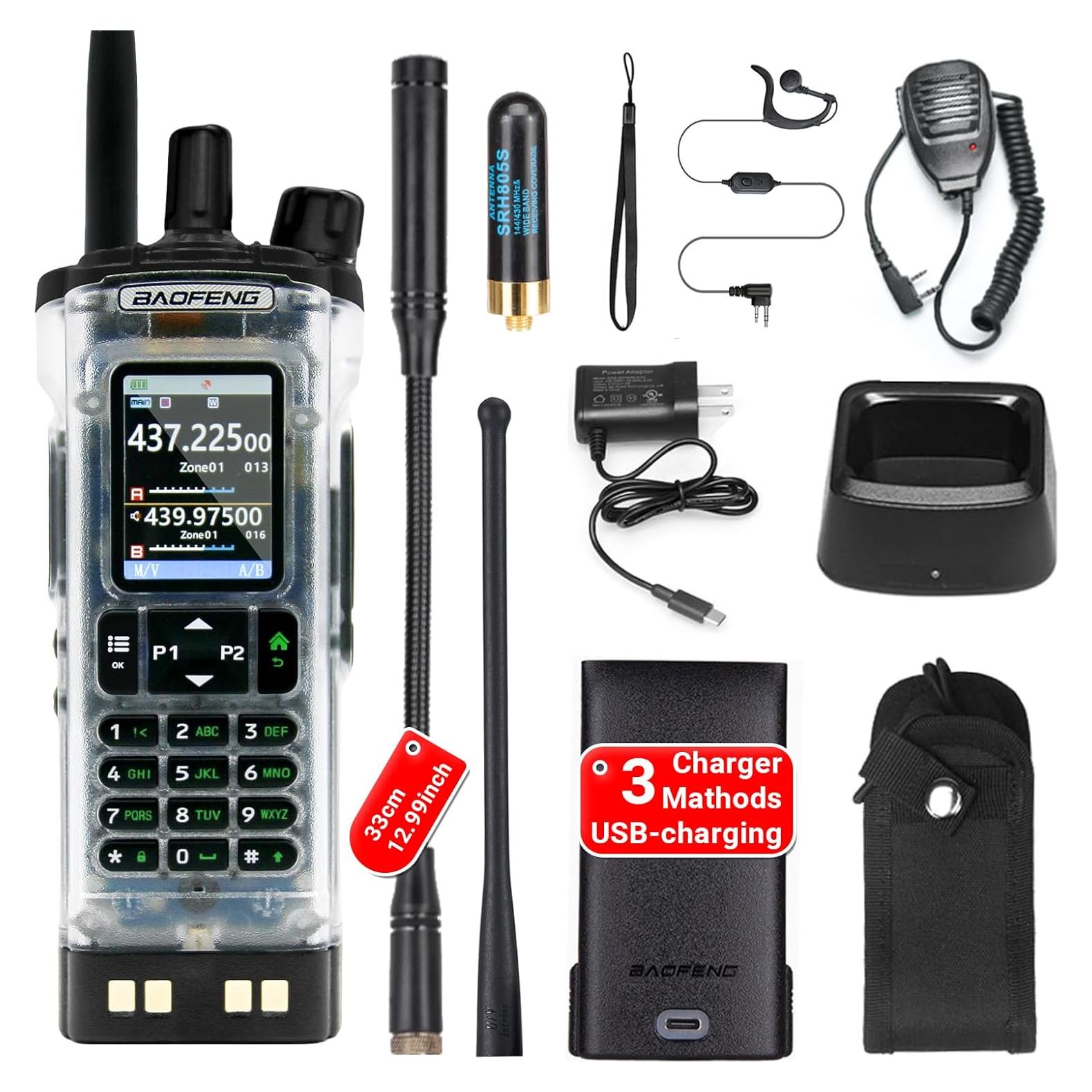 UV-32 10W Transparent Ham 2 Way Radio GPS One-Key Frequency Matching Writing Frequency APP Satellite Positioning Type-C UV32(1PC) (1)