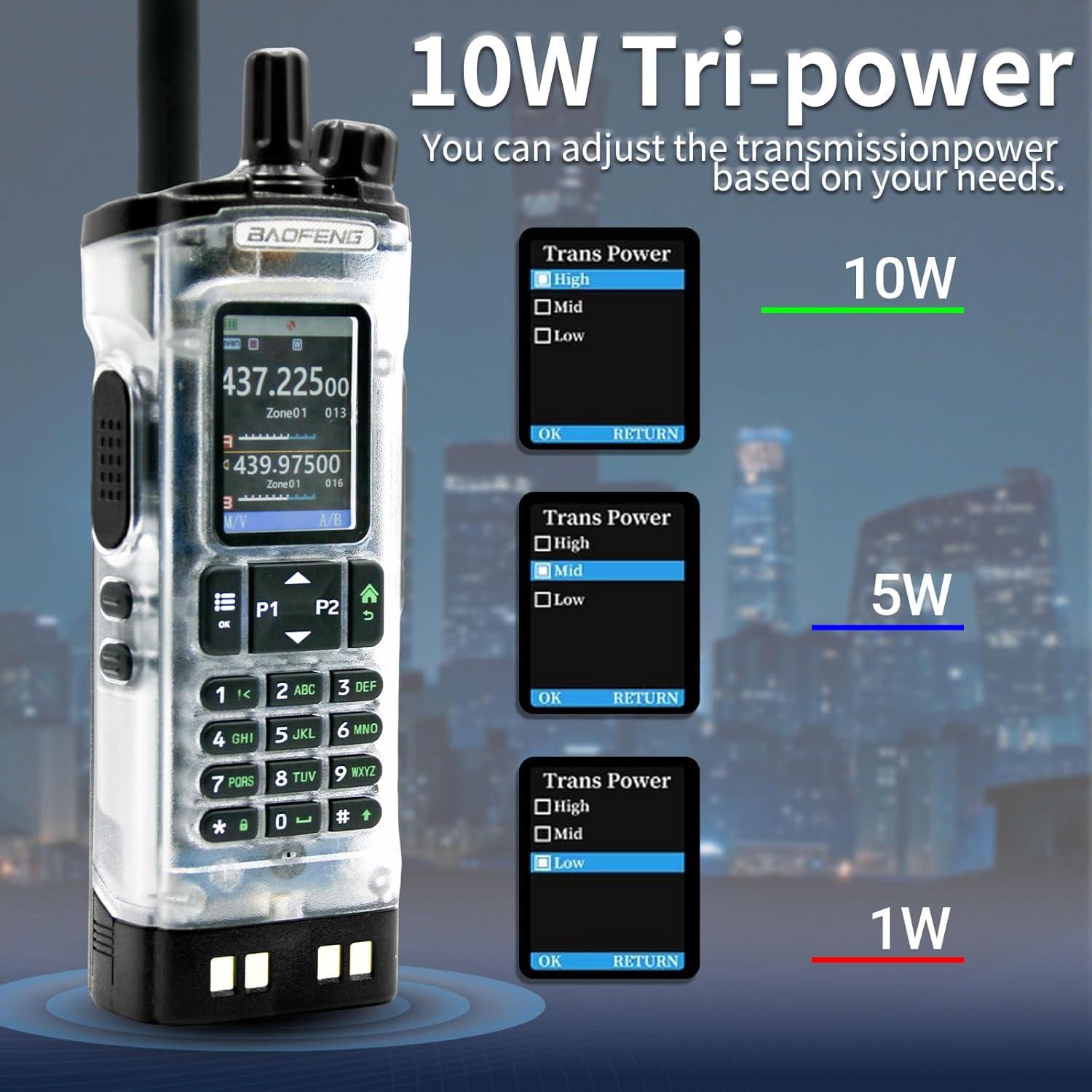 UV-32 10W Transparent Ham 2 Way Radio GPS One-Key Frequency Matching Writing Frequency APP Satellite Positioning Type-C UV32(1PC) (1)