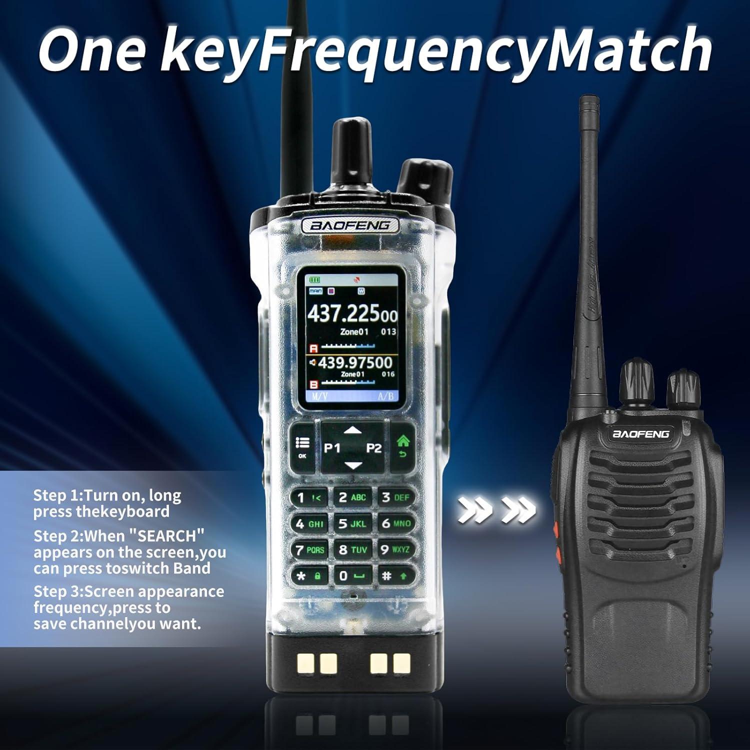 UV-32 10W Transparent Ham 2 Way Radio GPS One-Key Frequency Matching Writing Frequency APP Satellite Positioning Type-C UV32(1PC) (1)