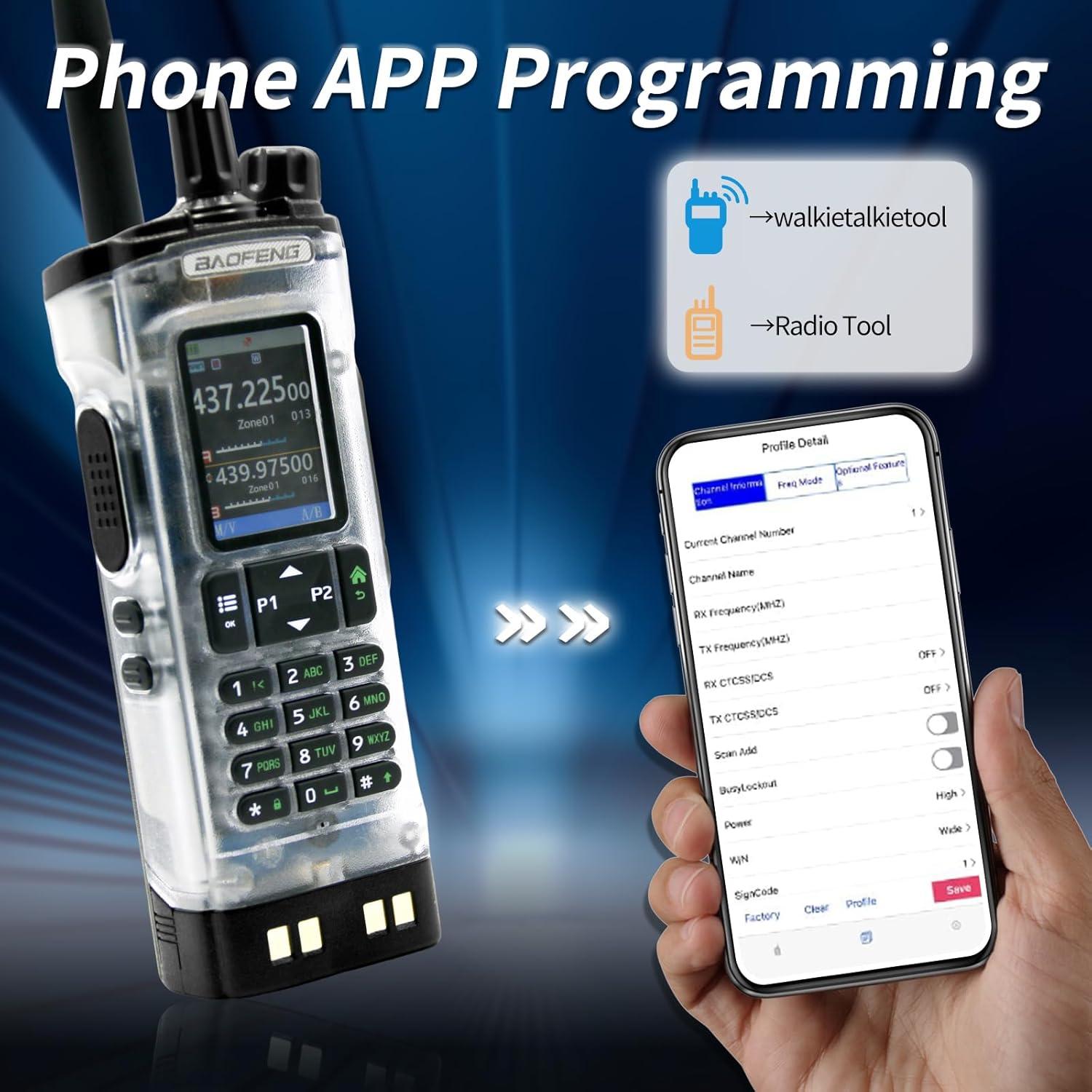 UV-32 10W Transparent Ham 2 Way Radio GPS One-Key Frequency Matching Writing Frequency APP Satellite Positioning Type-C UV32(1PC) (1)