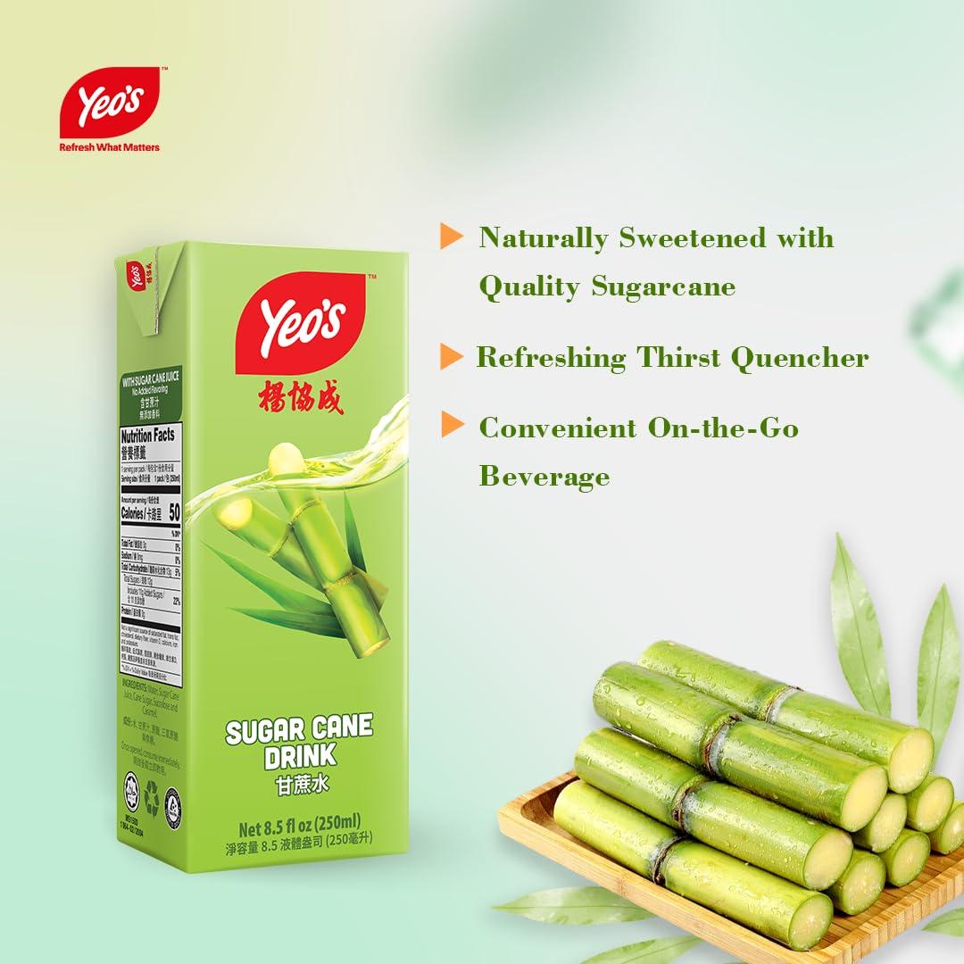 Bebida de caña de azúcar Yeo's - Paquete de 24 cartones 250 ml