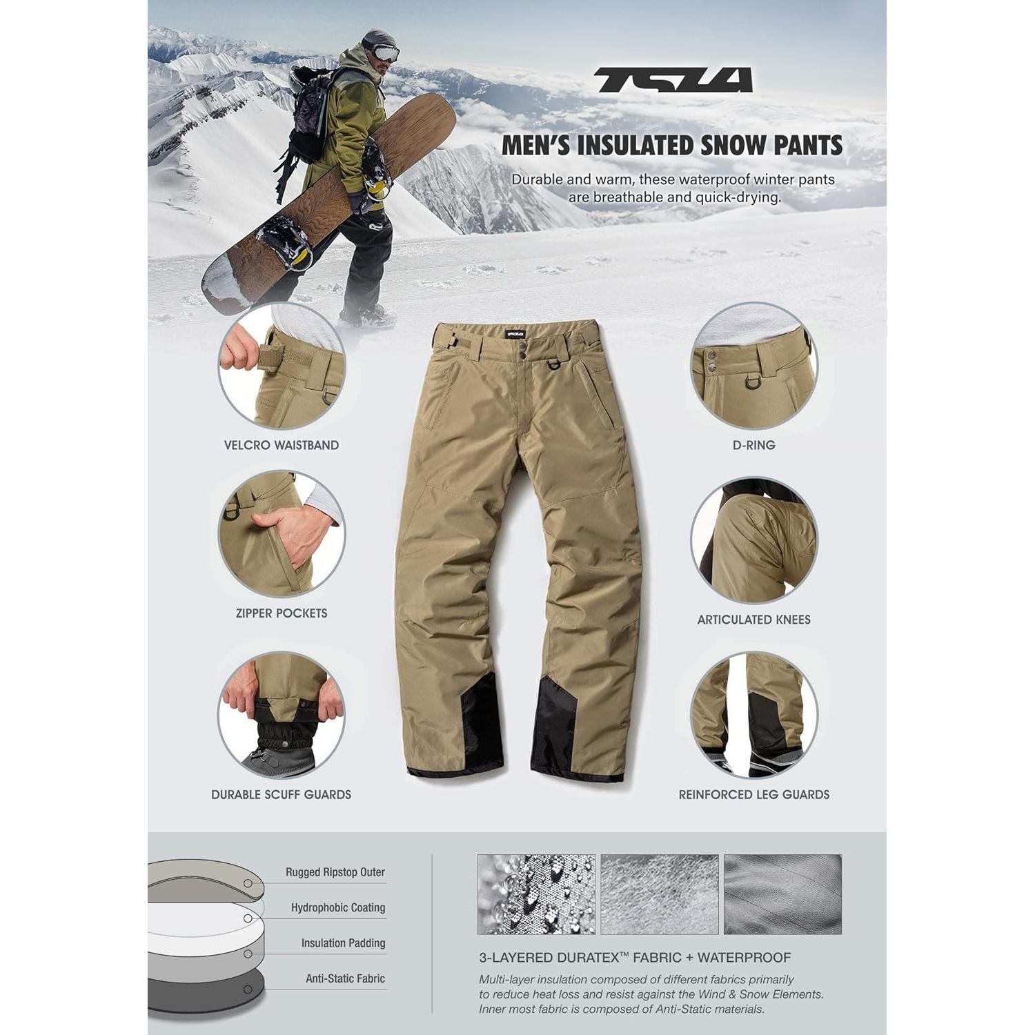 Pantalones de Nieve TSLA para Hombre 3X Grande Caqui